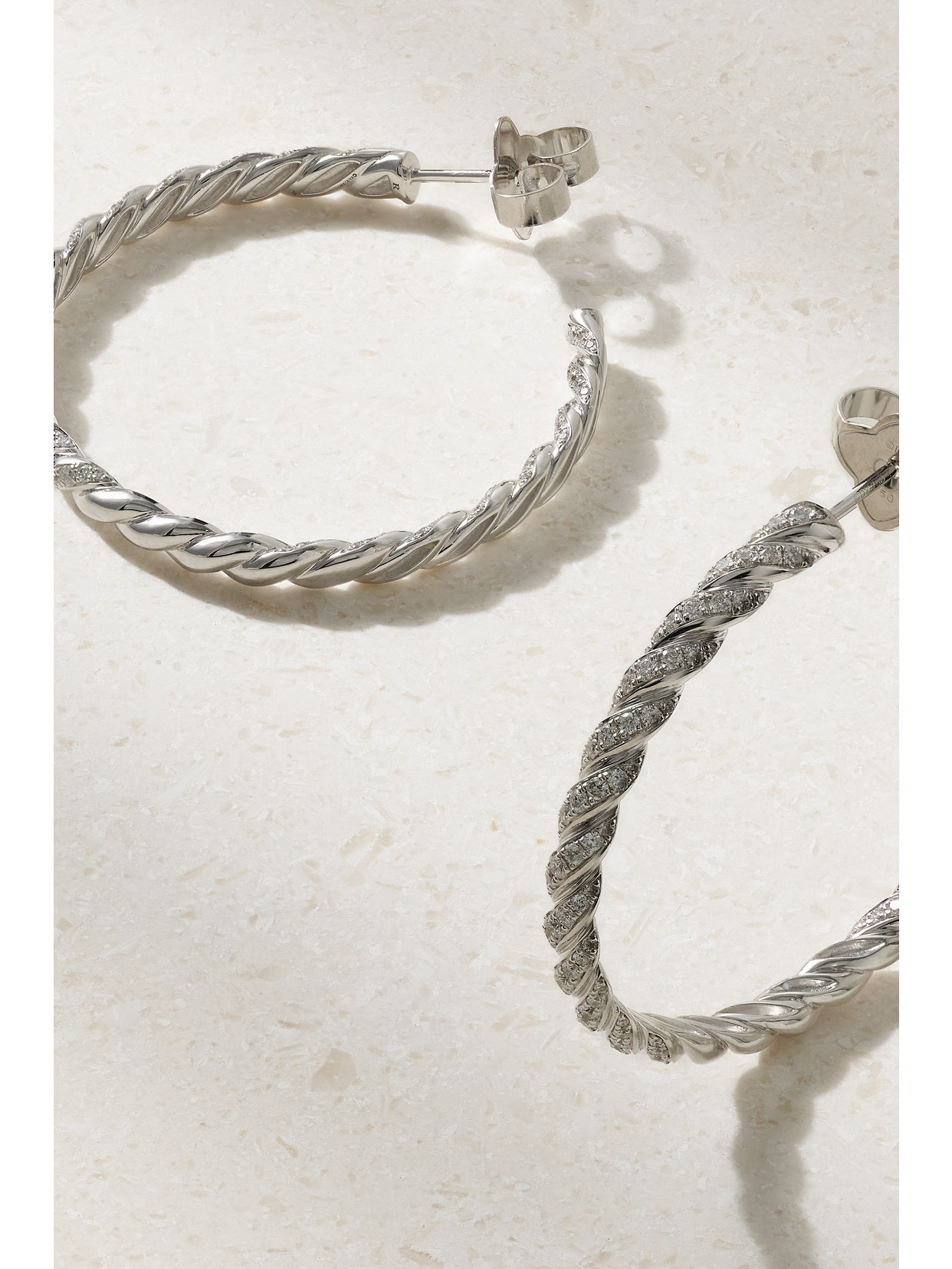 David Yurman Pavéflex 18-karat White Gold Diamond Hoop Earrings In Gold
