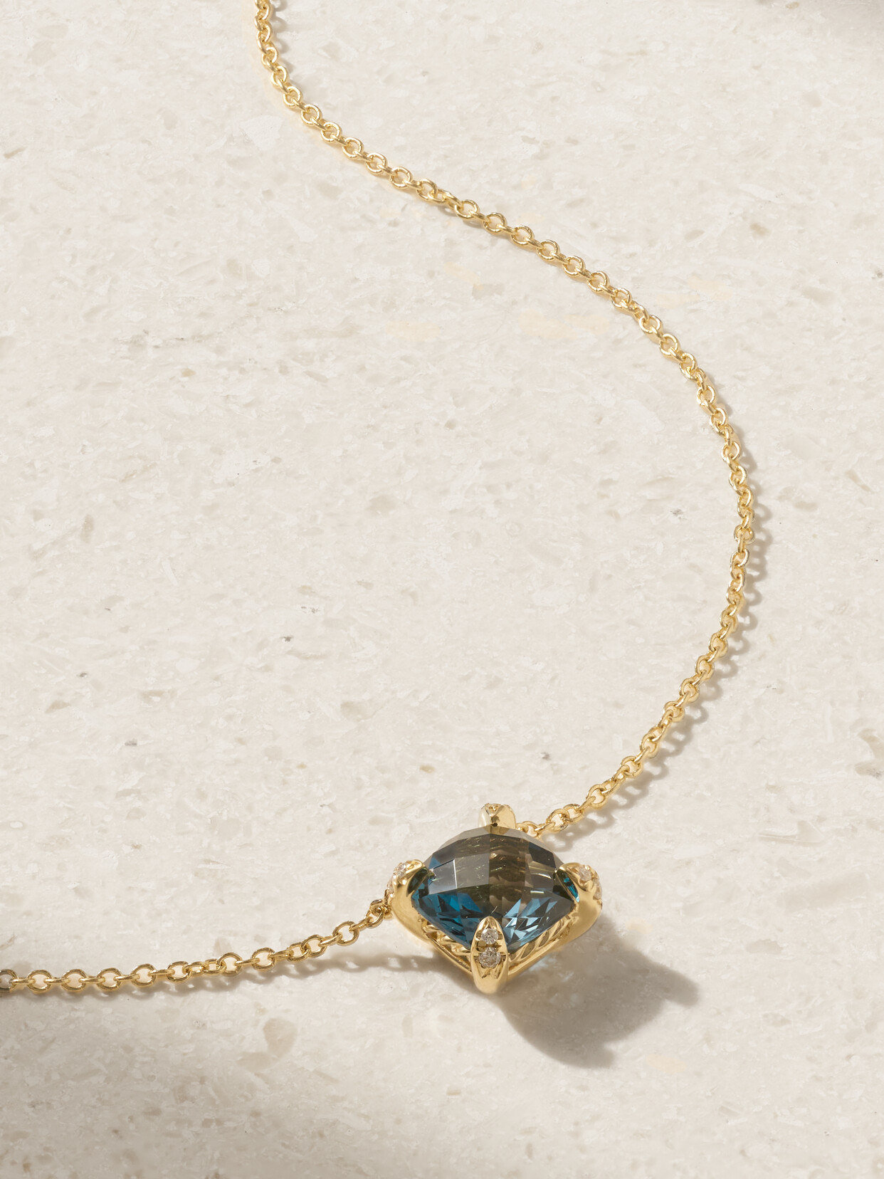 David Yurman Petite Châtelaine 18-karat Gold, Topaz And Diamond Necklace