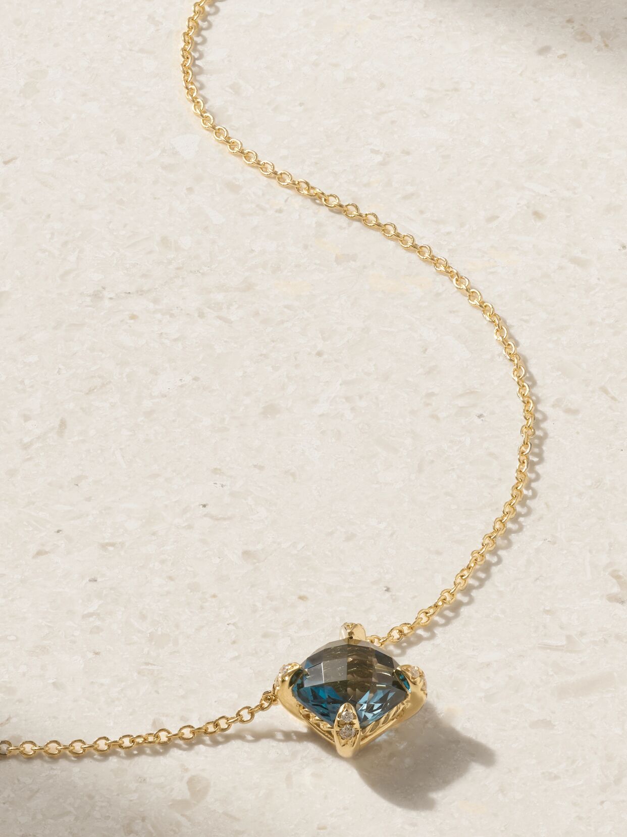 David Yurman Petite Châtelaine 18-karat gold, topaz and diamond necklace