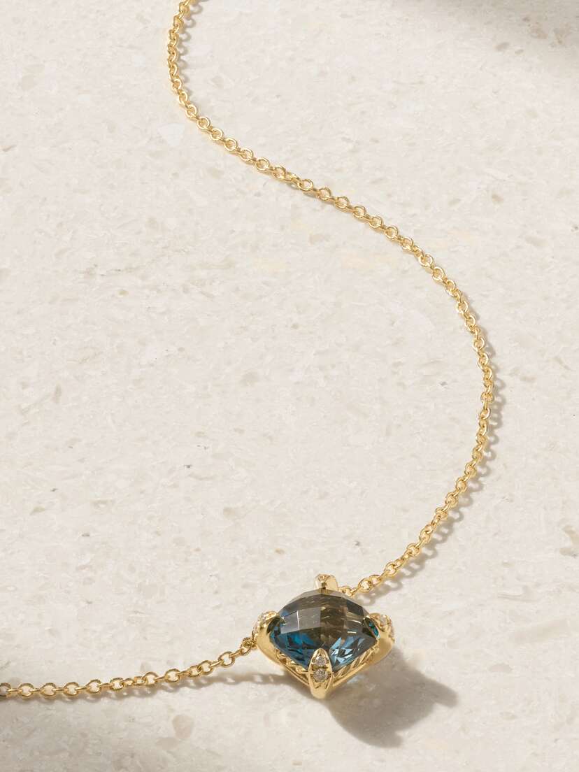 David Yurman Petite Châtelaine 18-karat Gold, Topaz And Diamond Necklace