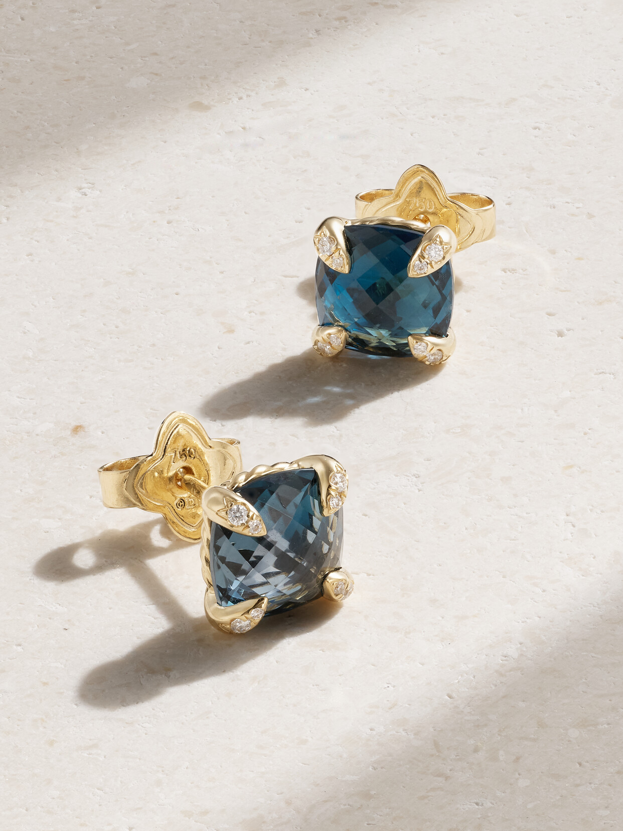 Shop David Yurman Châtelaine 18-karat Gold, Diamond And Topaz Earrings