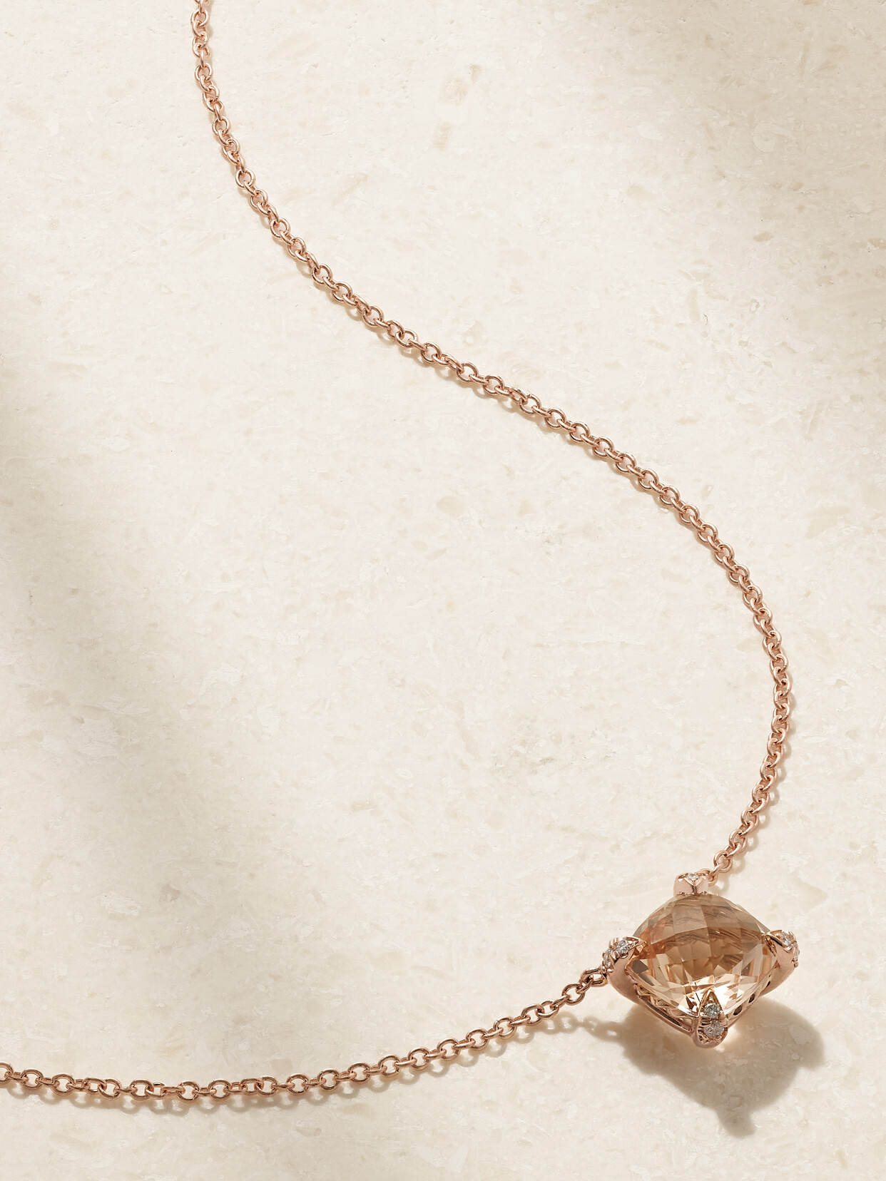 David Yurman Chatelaine 18-karat Rose Gold, Morganite And Diamond Necklace