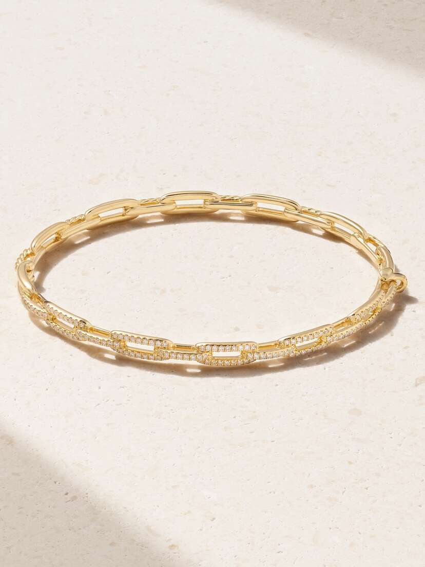 David Yurman Stax Chain Link 18-karat Gold Diamond Bracelet