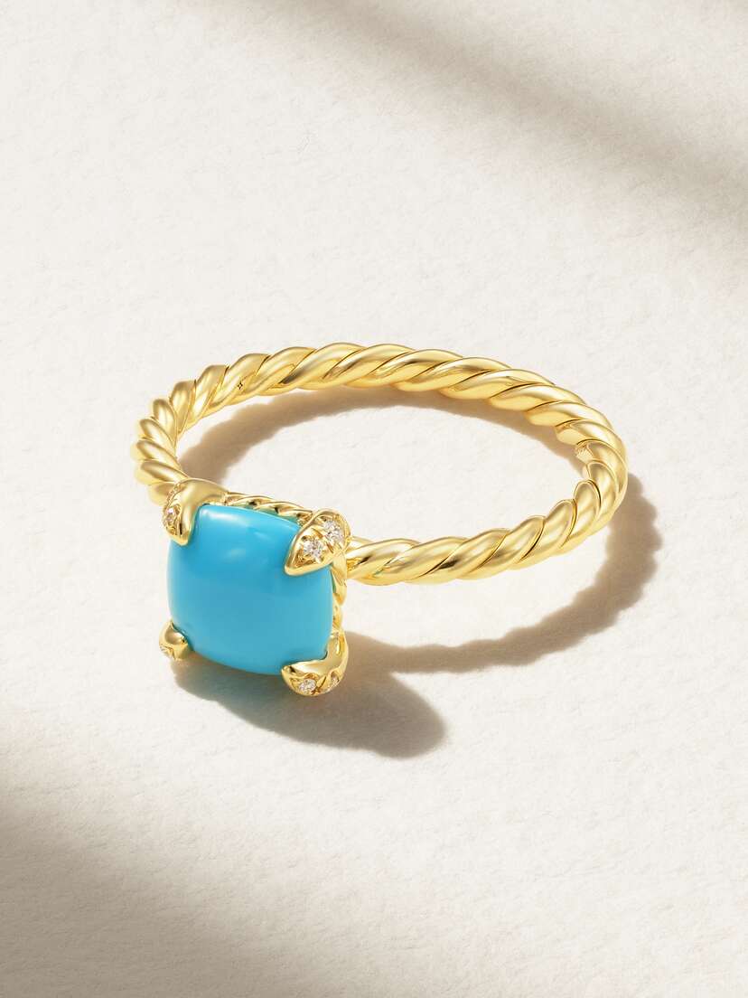David Yurman Châtelaine®18-karat Gold, Turquoise And Diamond Ring