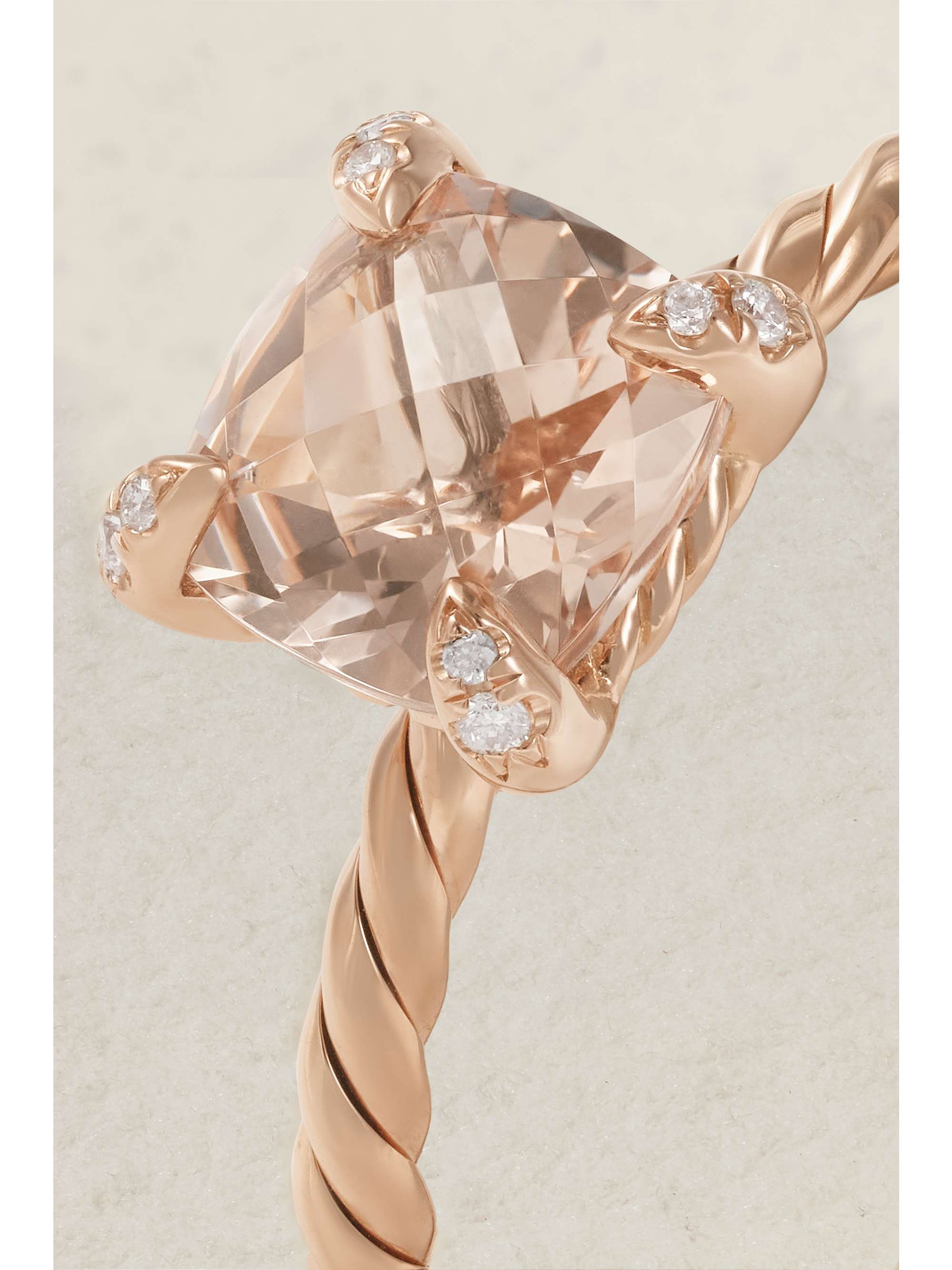 Chatelaine 18 karat rose gold morganite and diamond ring