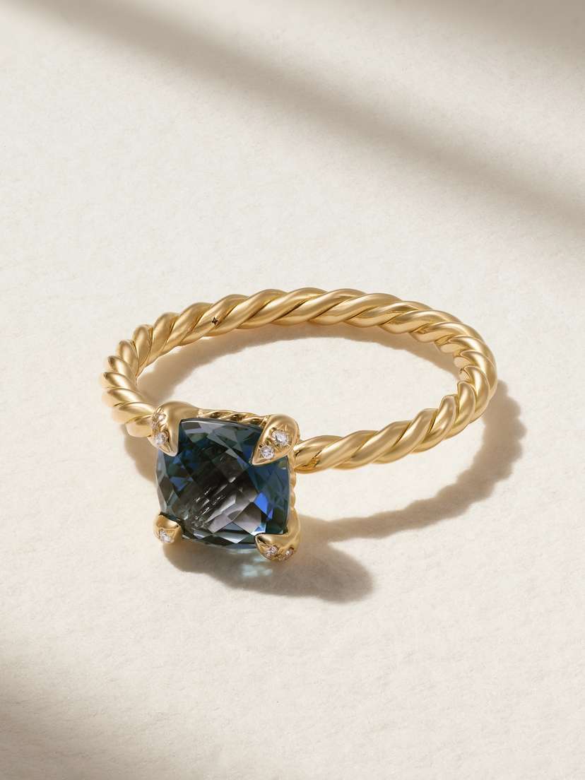 David Yurman Chatelaine 18-karat Gold, Topaz And Diamond Ring
