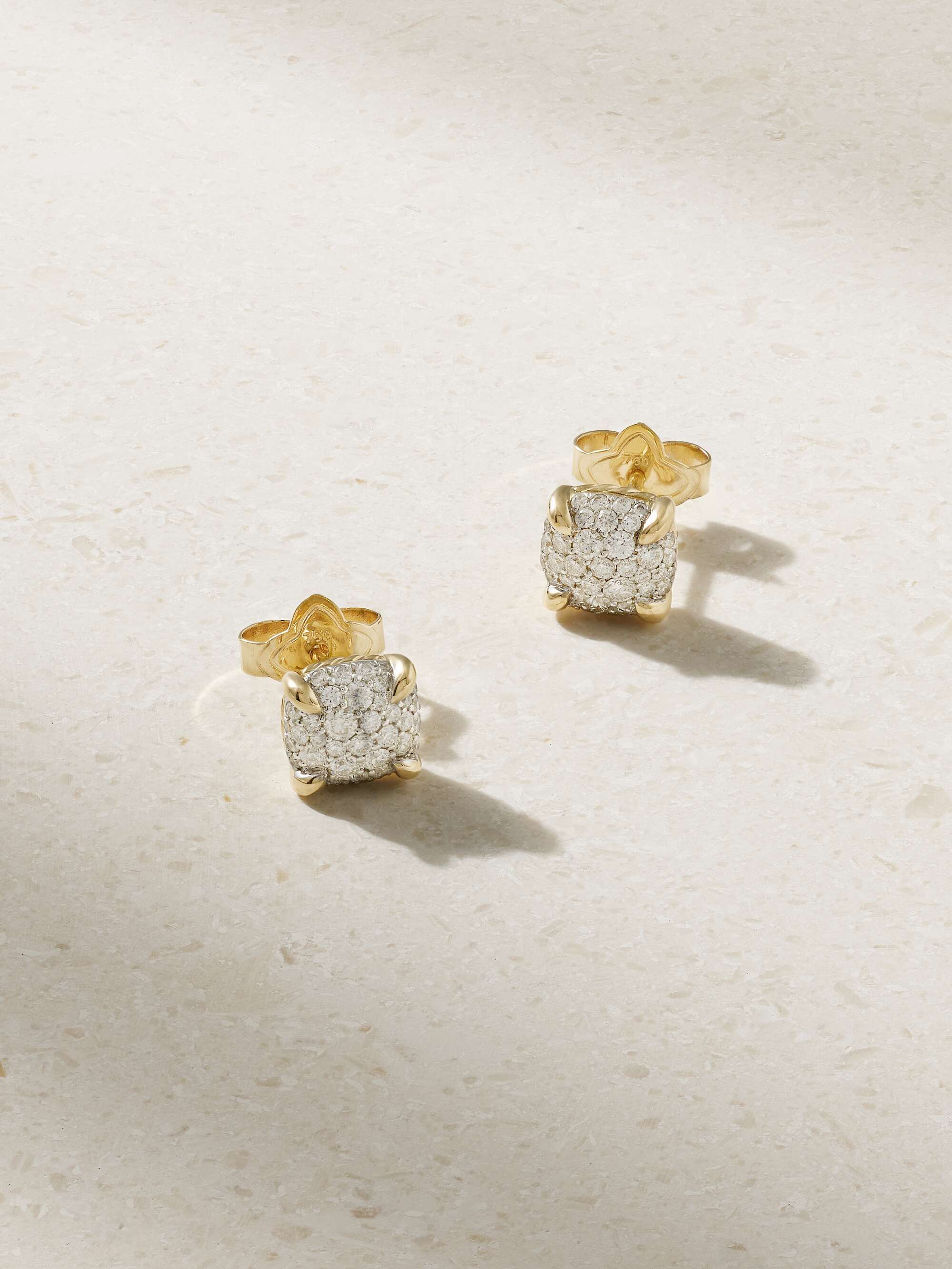 Three Drops Diamond Earring, Recycled Gold Studs