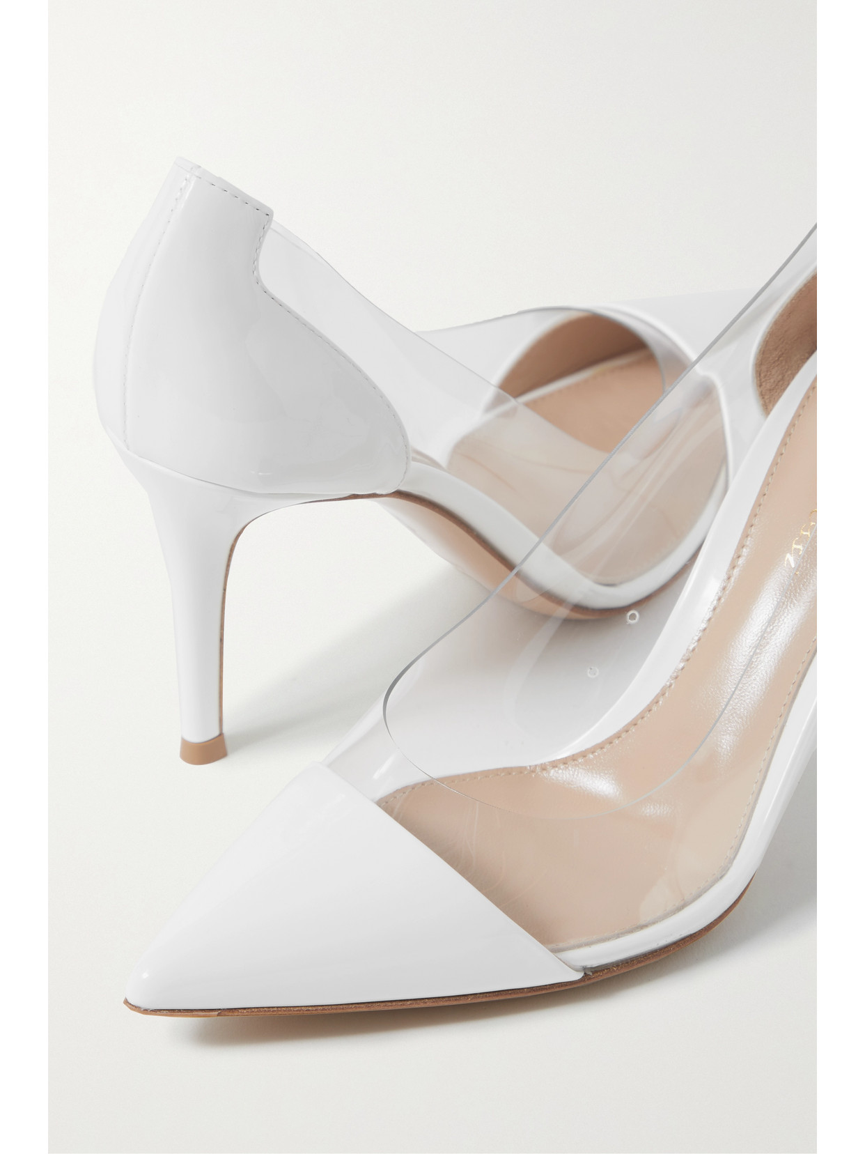 Shop Gianvito Rossi Plexi 85 Patent-leather And Pvc Pump In White