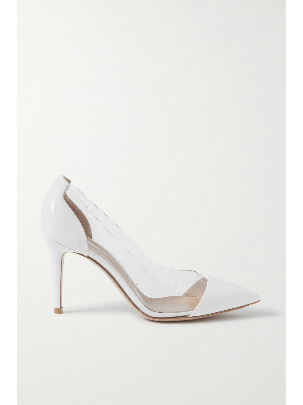 Shop Gianvito Rossi Plexi 85 Patent-leather And Pvc Pump In White