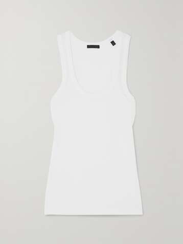 Ribbed cotton-blend jersey tank - Soot