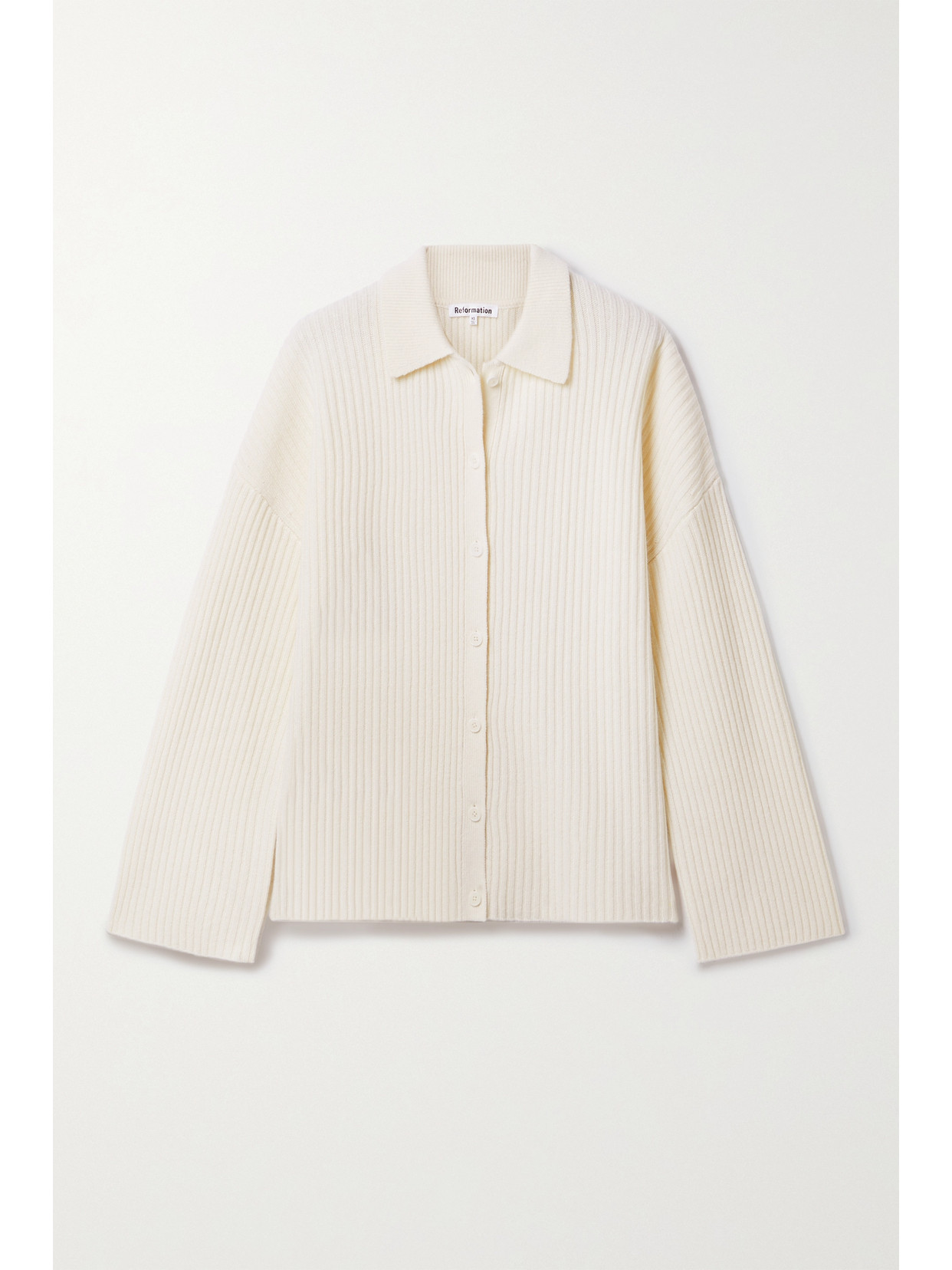 Reformation - Fantino Ribbed Recycled Cashmere Cardigan - Cream