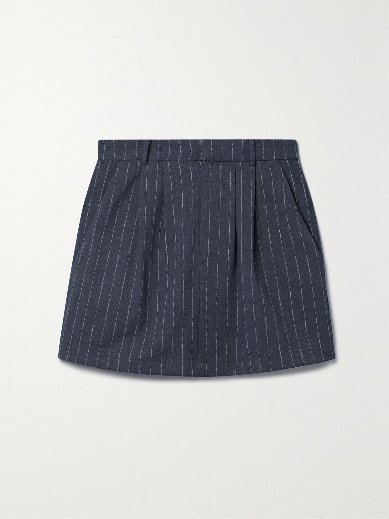 Reformation - Banks Pleated Striped Stretch-twill Mini Skirt - Blue