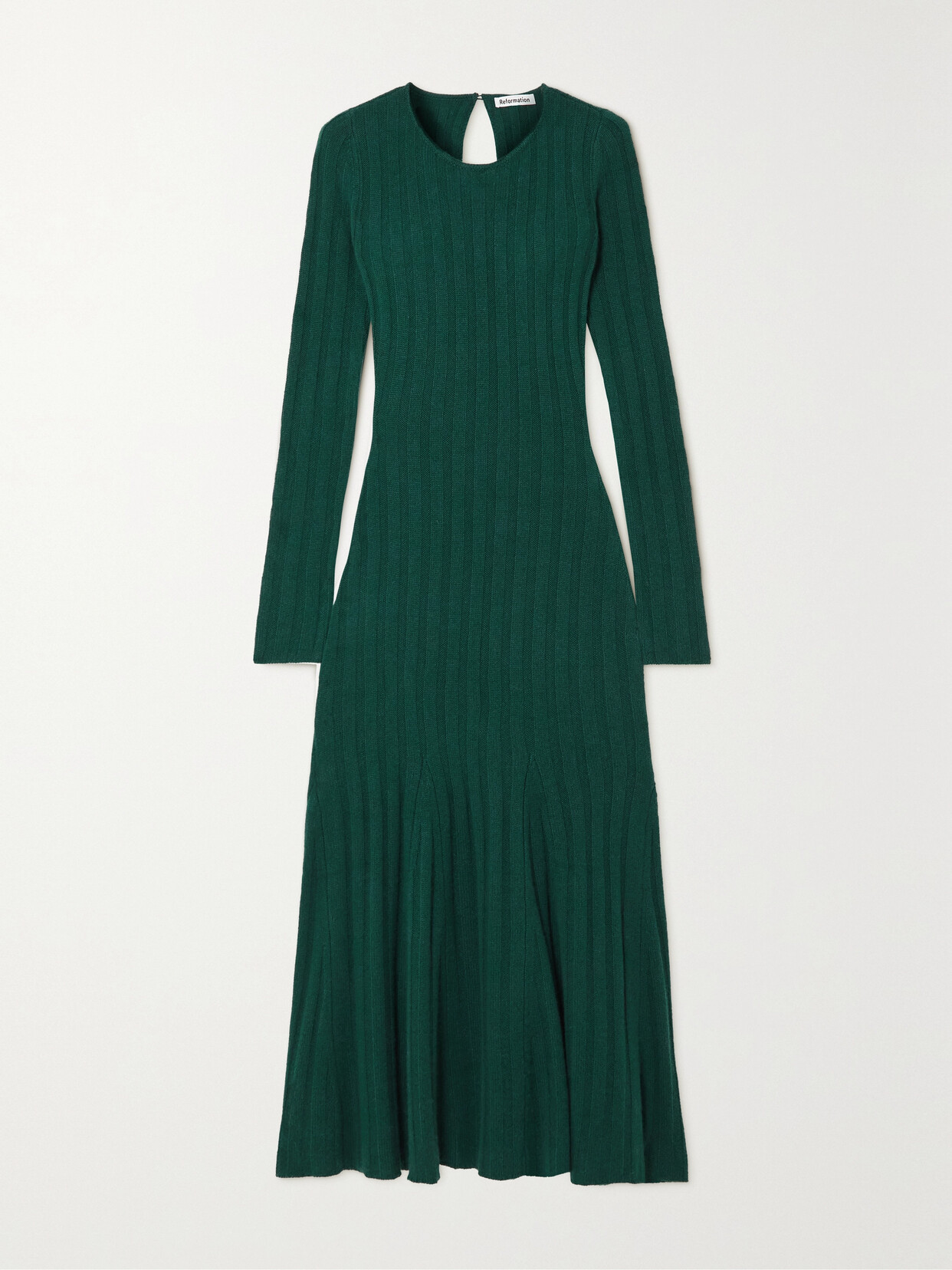 Reformation - Evan Ribbed Recycled Cashmere-blend Midi Dress - Green