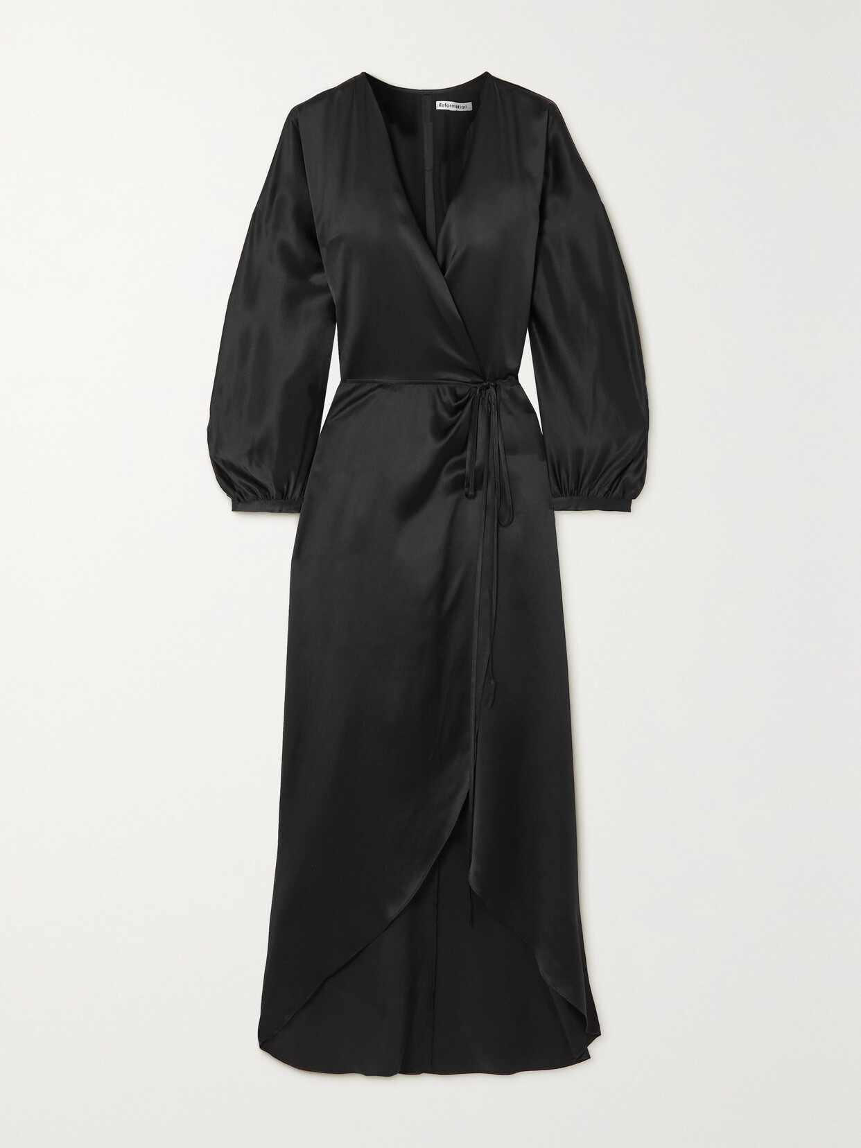 Reformation - Gilbert Silk-satin Midi Wrap Dress - Black