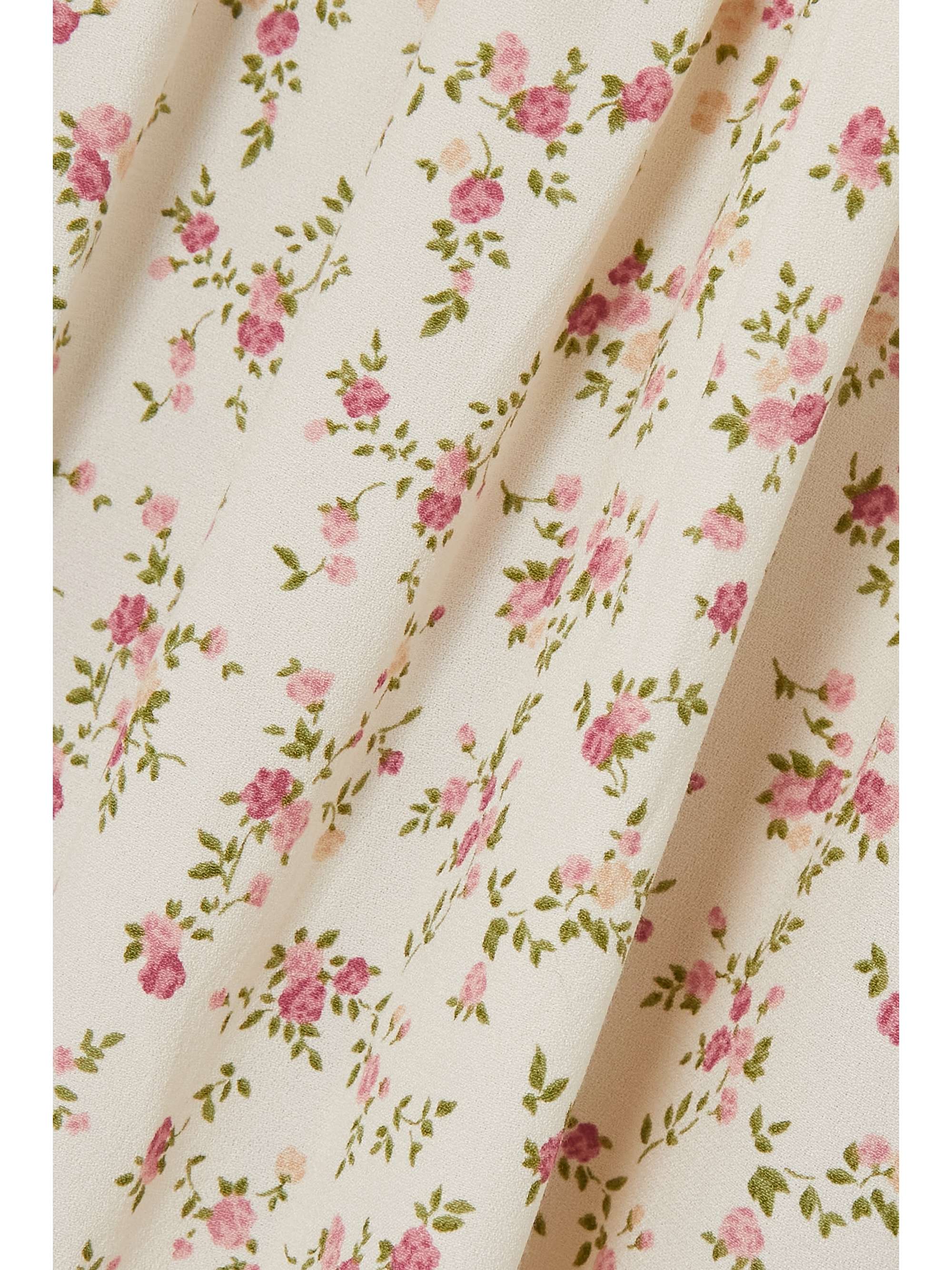 White Chaylyn ric ractrimmed floralprint crepe midi dress