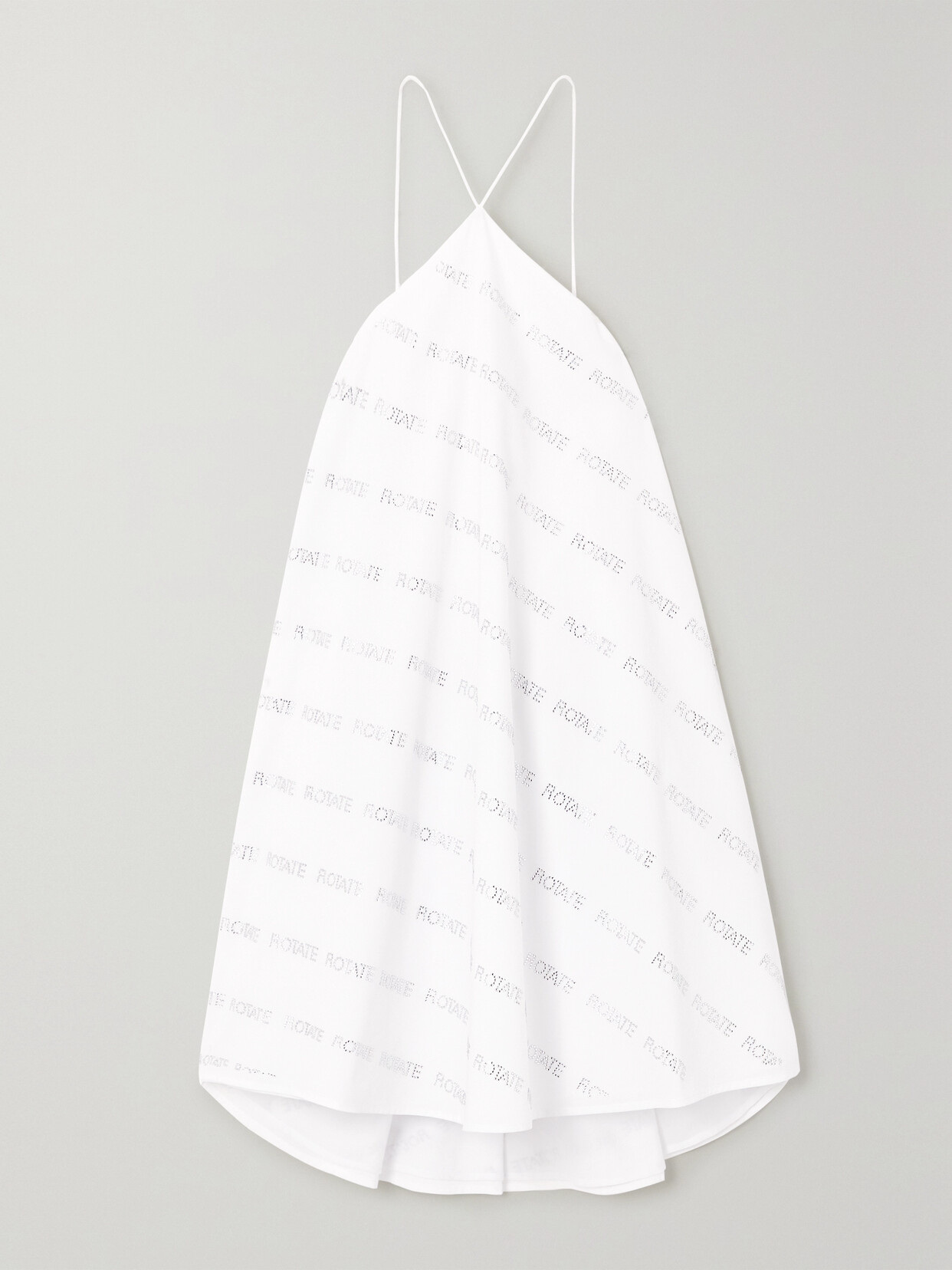 ROTATE Birger Christensen - + Net Sustain Open-back Crystal-embellished Organic-cotton Poplin Dress - White