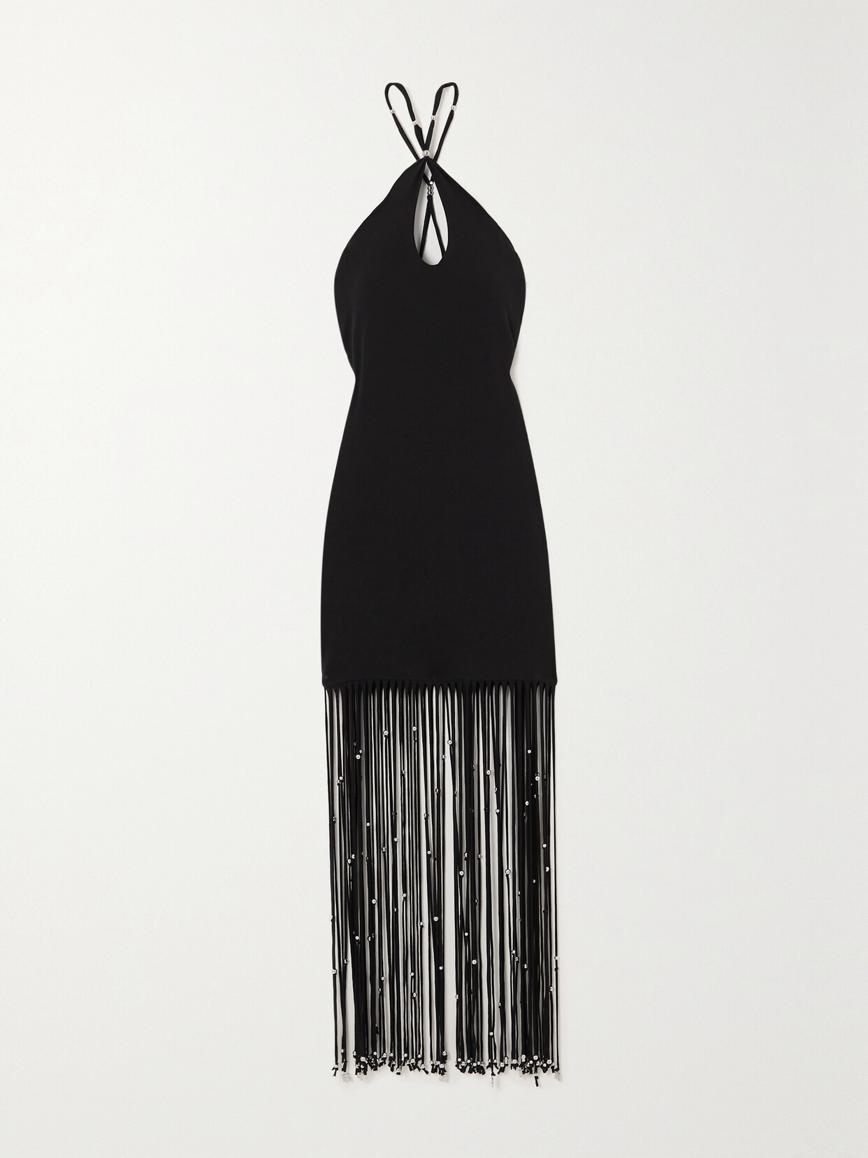 ROTATE Birger Christensen - + Net Sustain Cutout Fringed Embellished Stretch-jersey Maxi Dress - Black