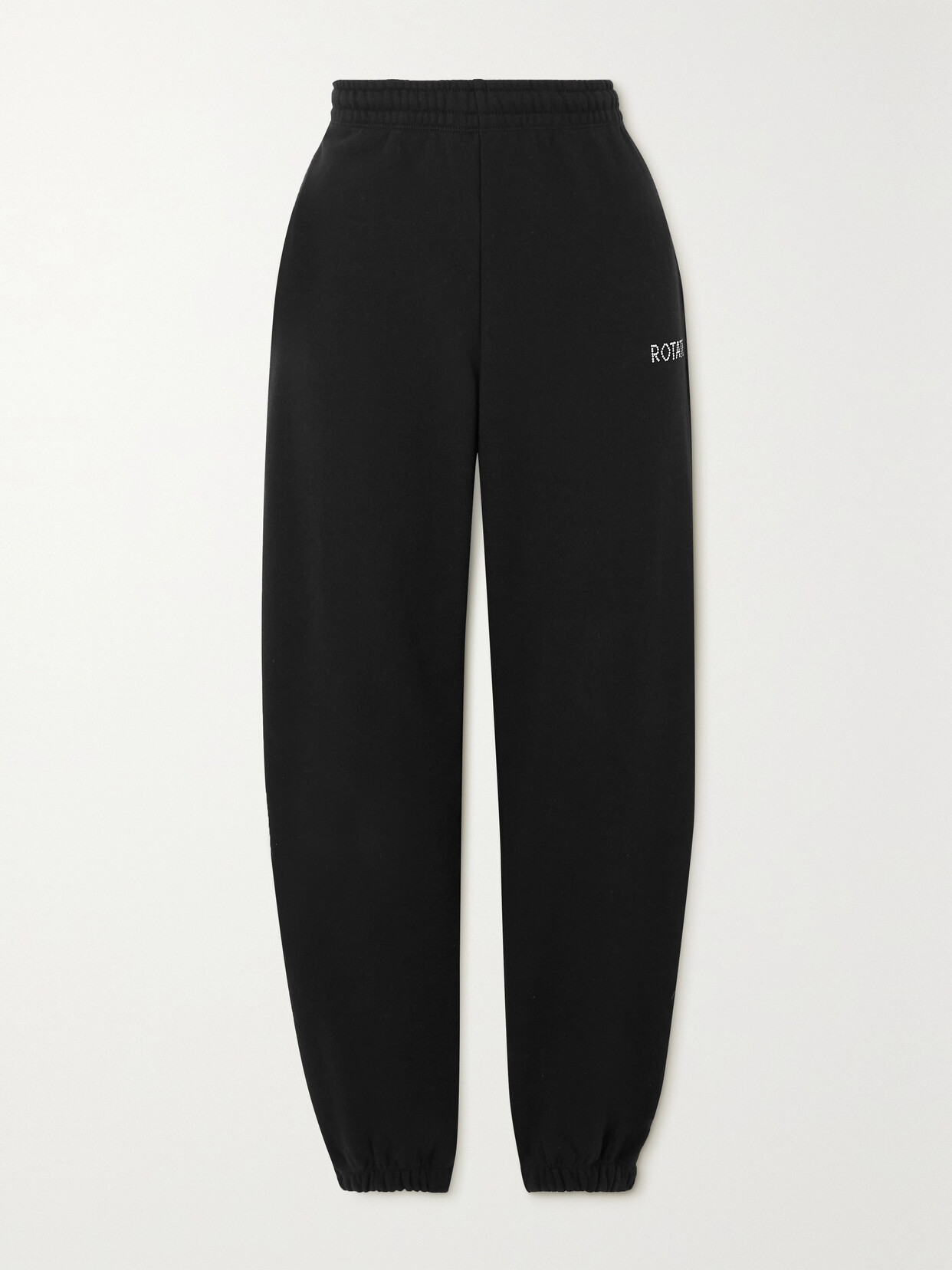 ROTATE Birger Christensen - + Net Sustain Embellished Organic Cotton-jersey Track Pants - Black