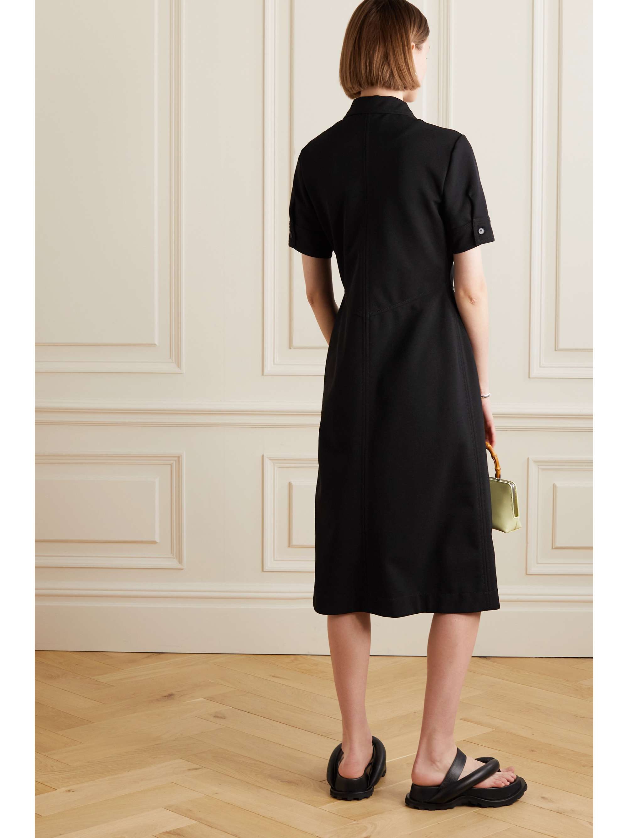 JIL SANDER Embroidered crepe midi dress