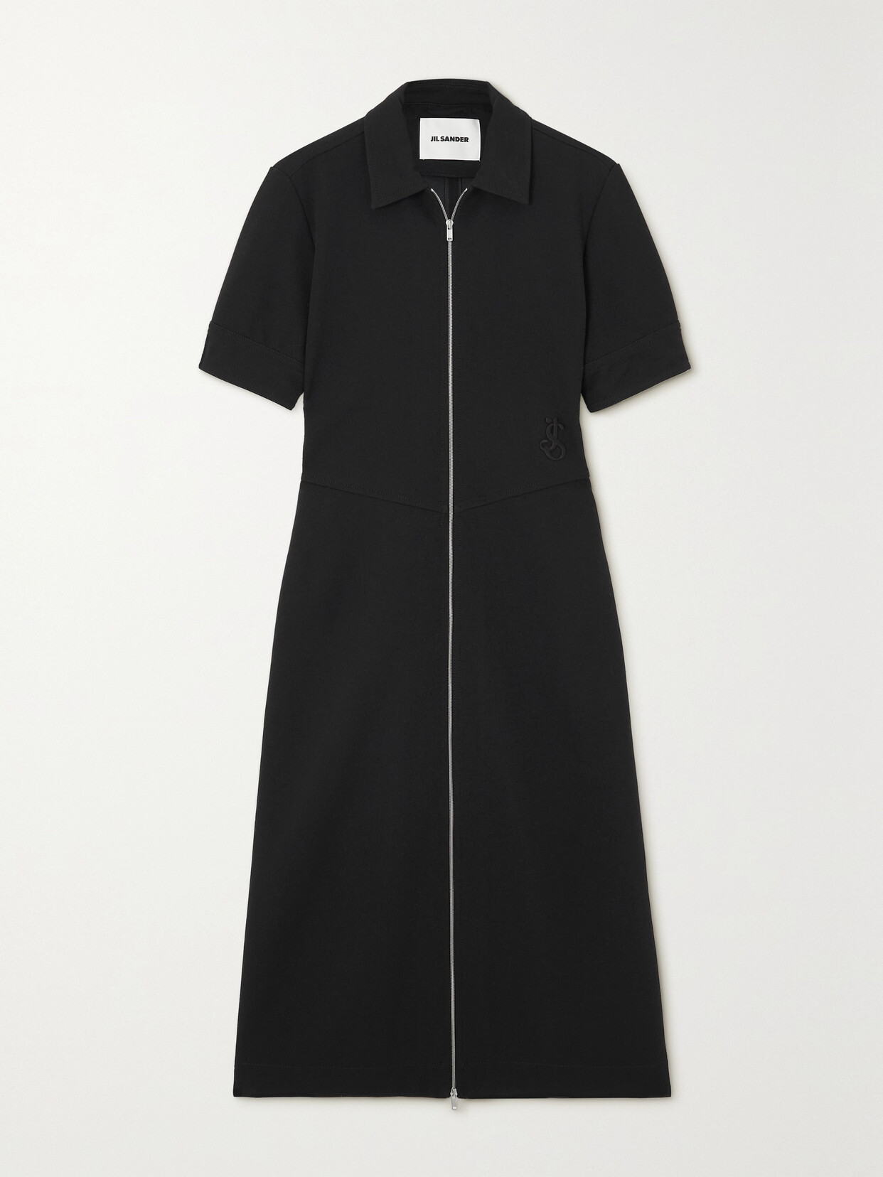 Jil Sander - Embroidered Crepe Midi Dress - Black