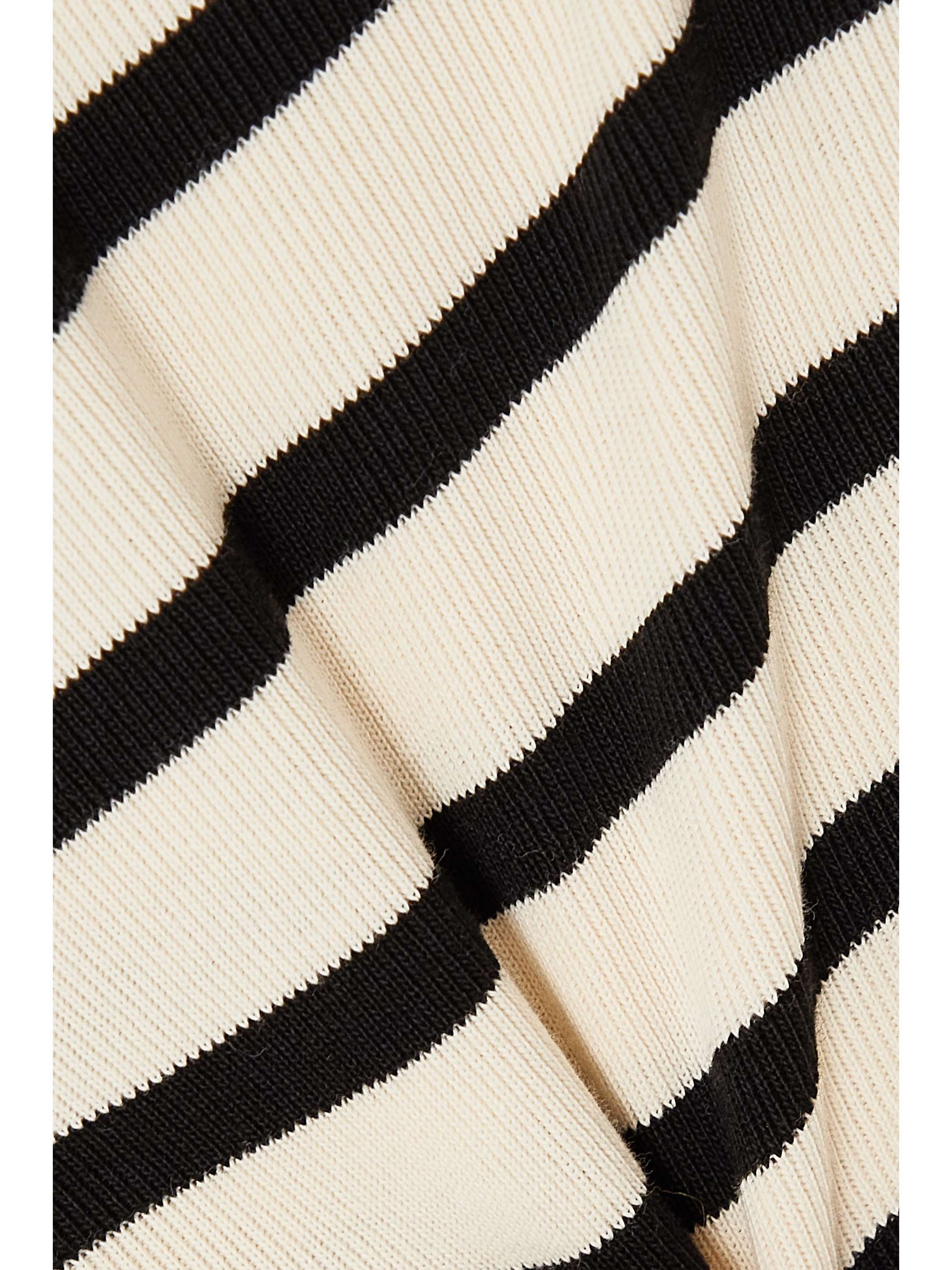JIL SANDER Appliquéd striped ribbed cotton top