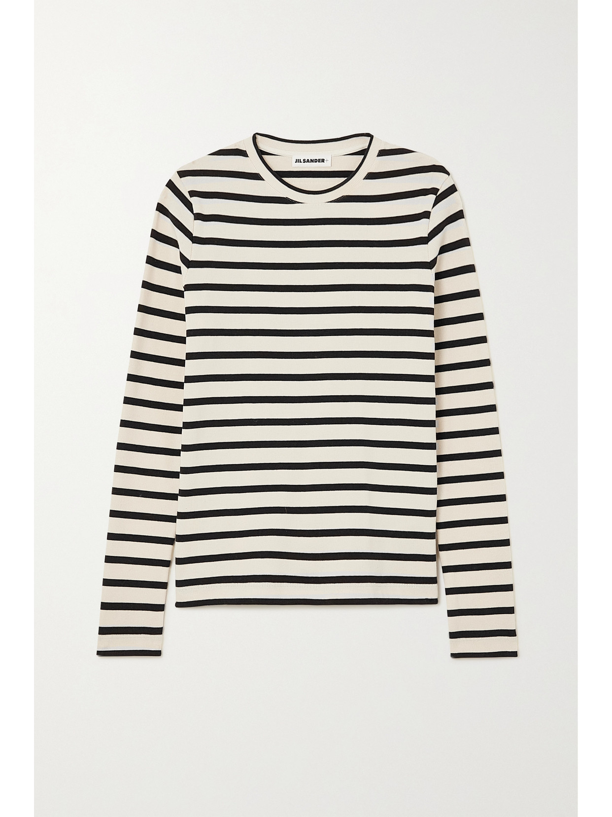 Jil Sander - Appliquéd Striped Ribbed Cotton Top - Gray