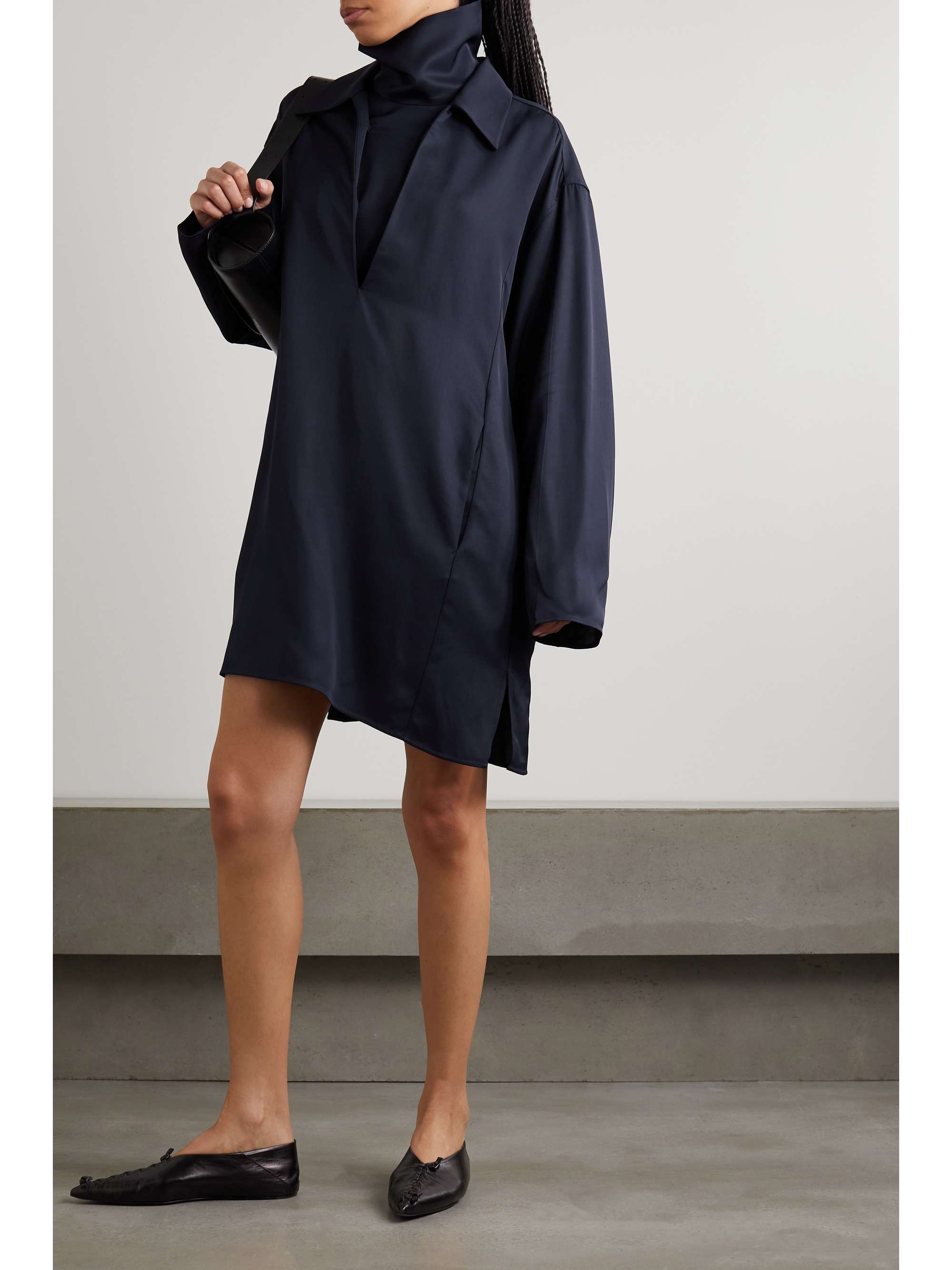 JIL SANDER Oversized layered twill mini dress