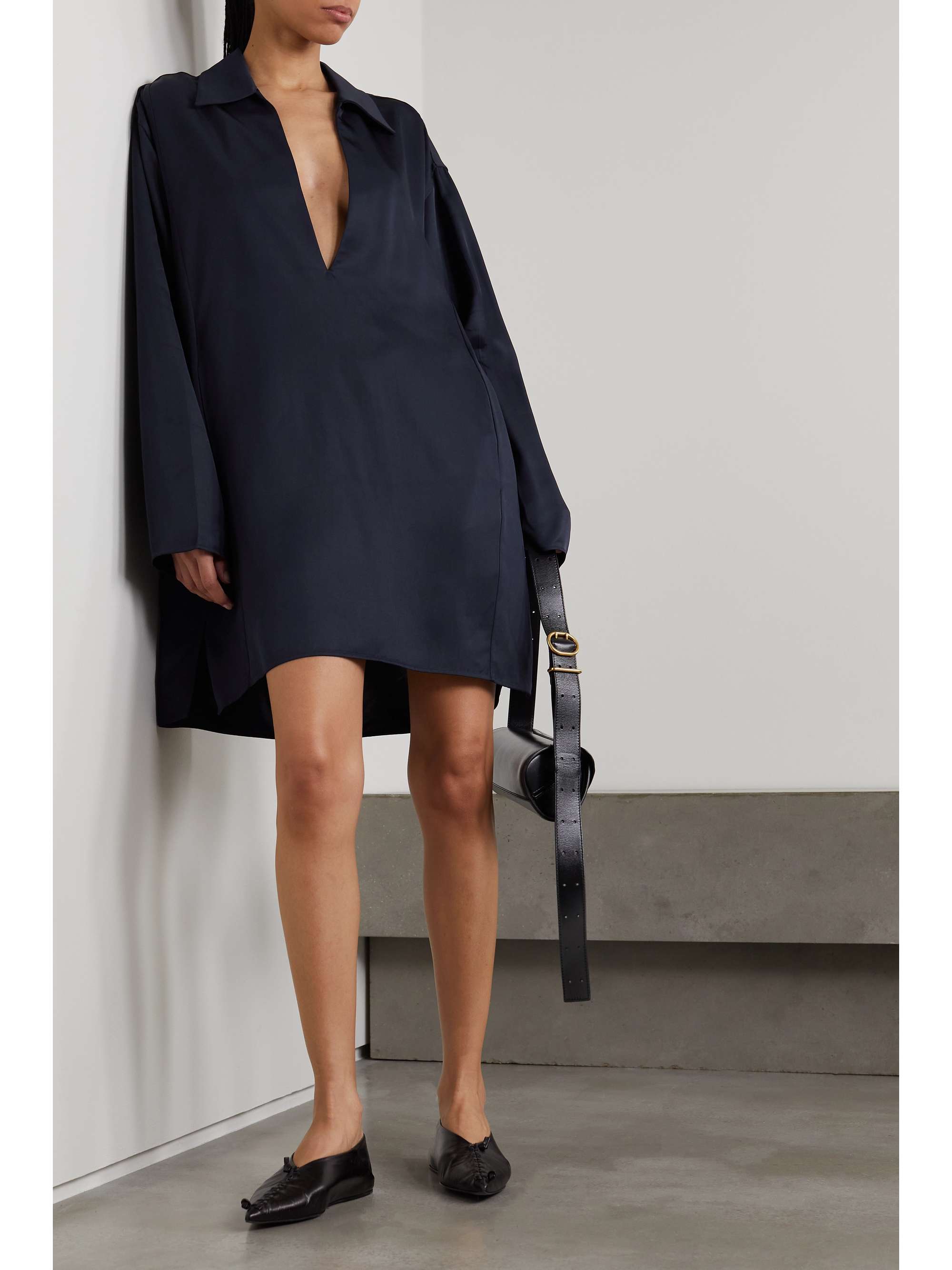 JIL SANDER Oversized layered twill mini dress