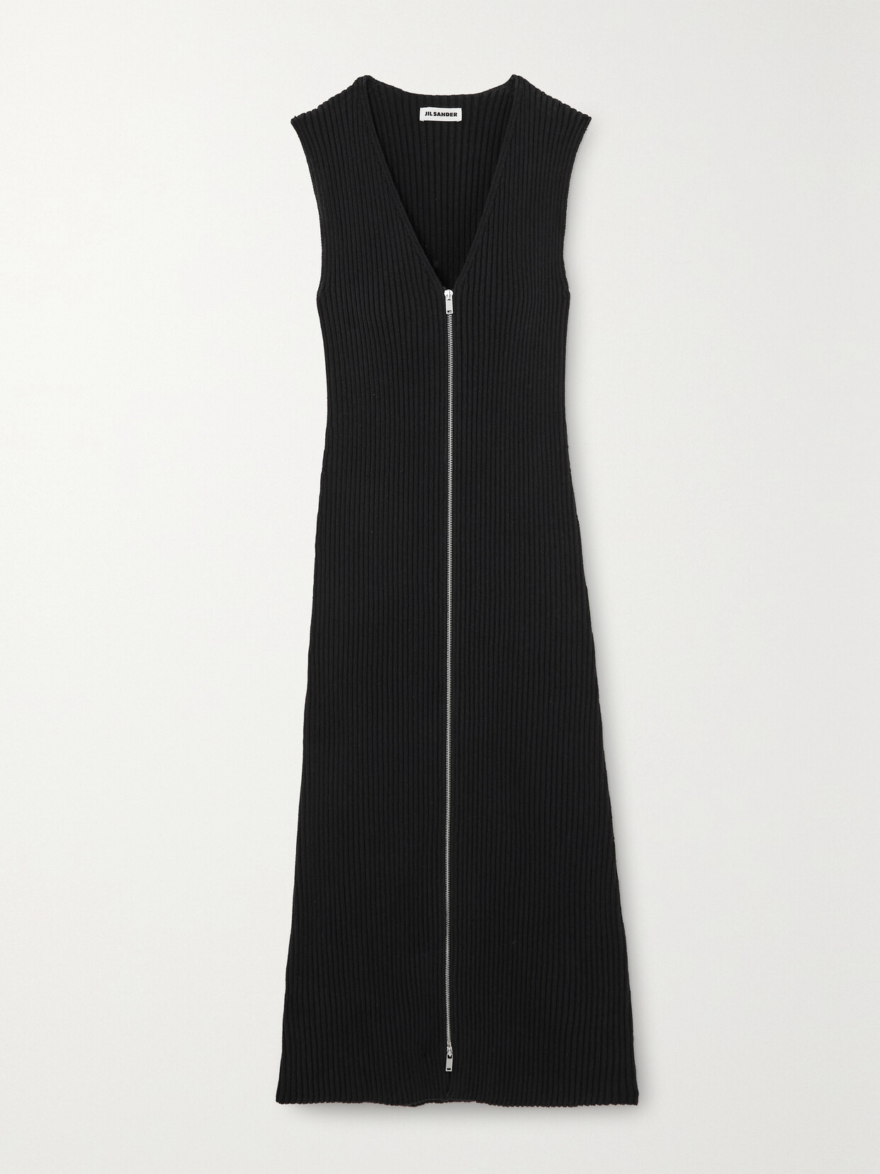 Jil Sander - Ribbed Cotton Midi Dress - Black