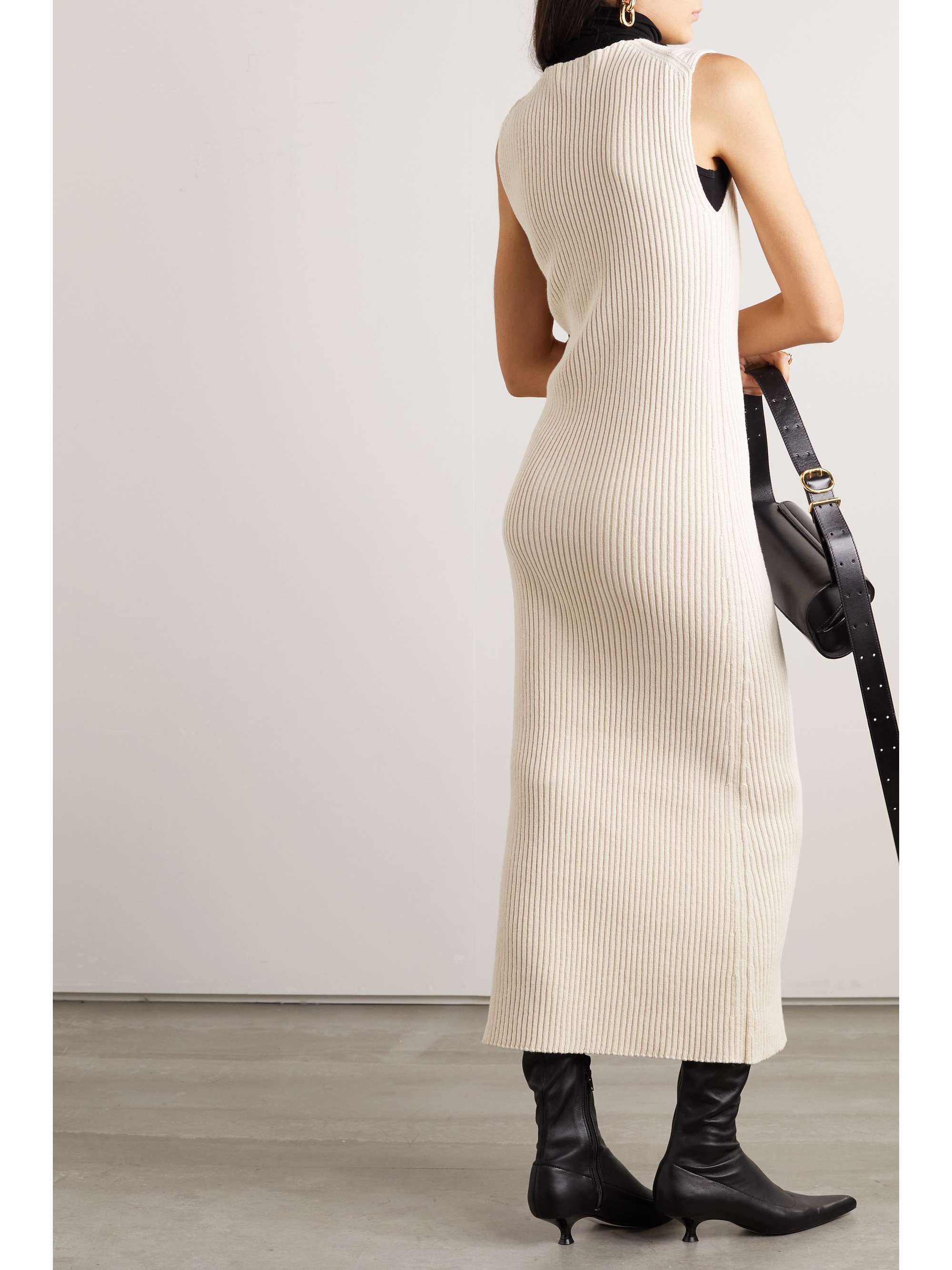 JIL SANDER Ribbed cotton midi dress
