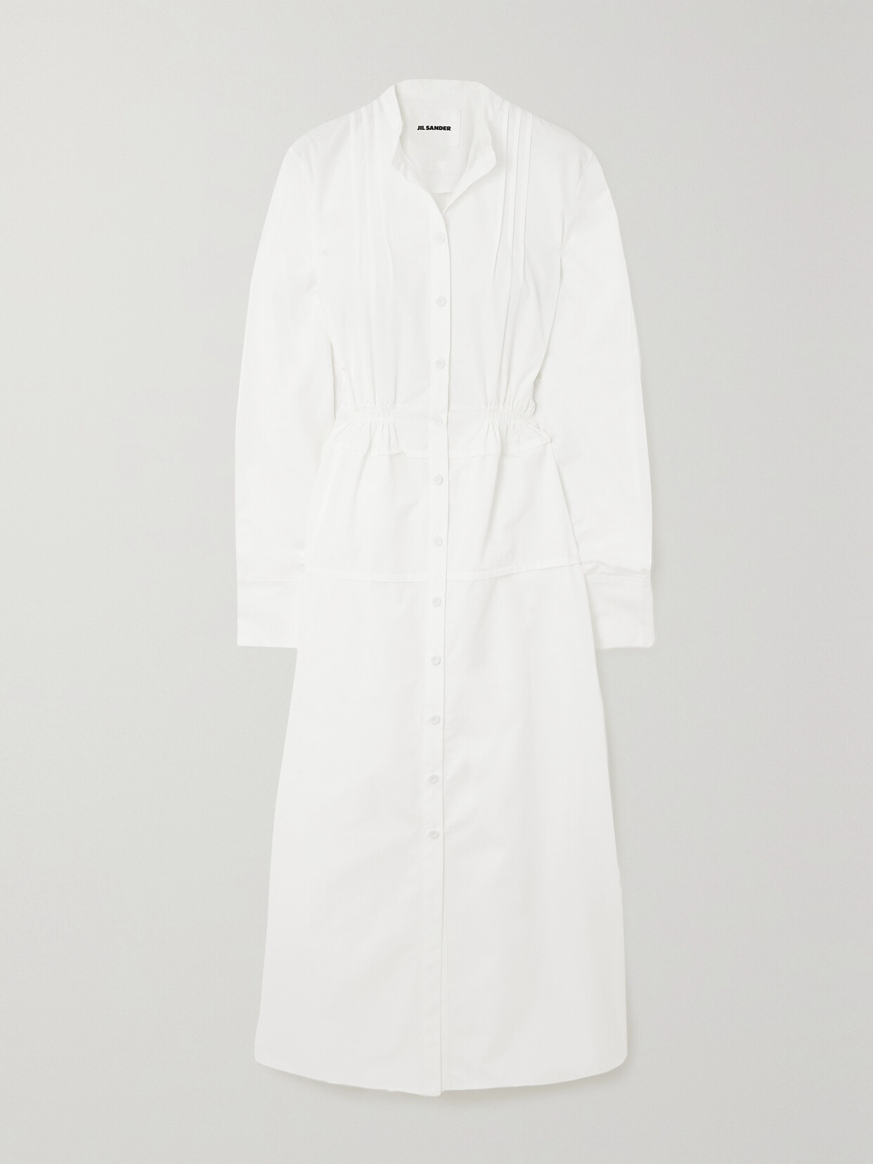 Jil Sander - Gathered Cotton-poplin Midi Shirt Dress - White