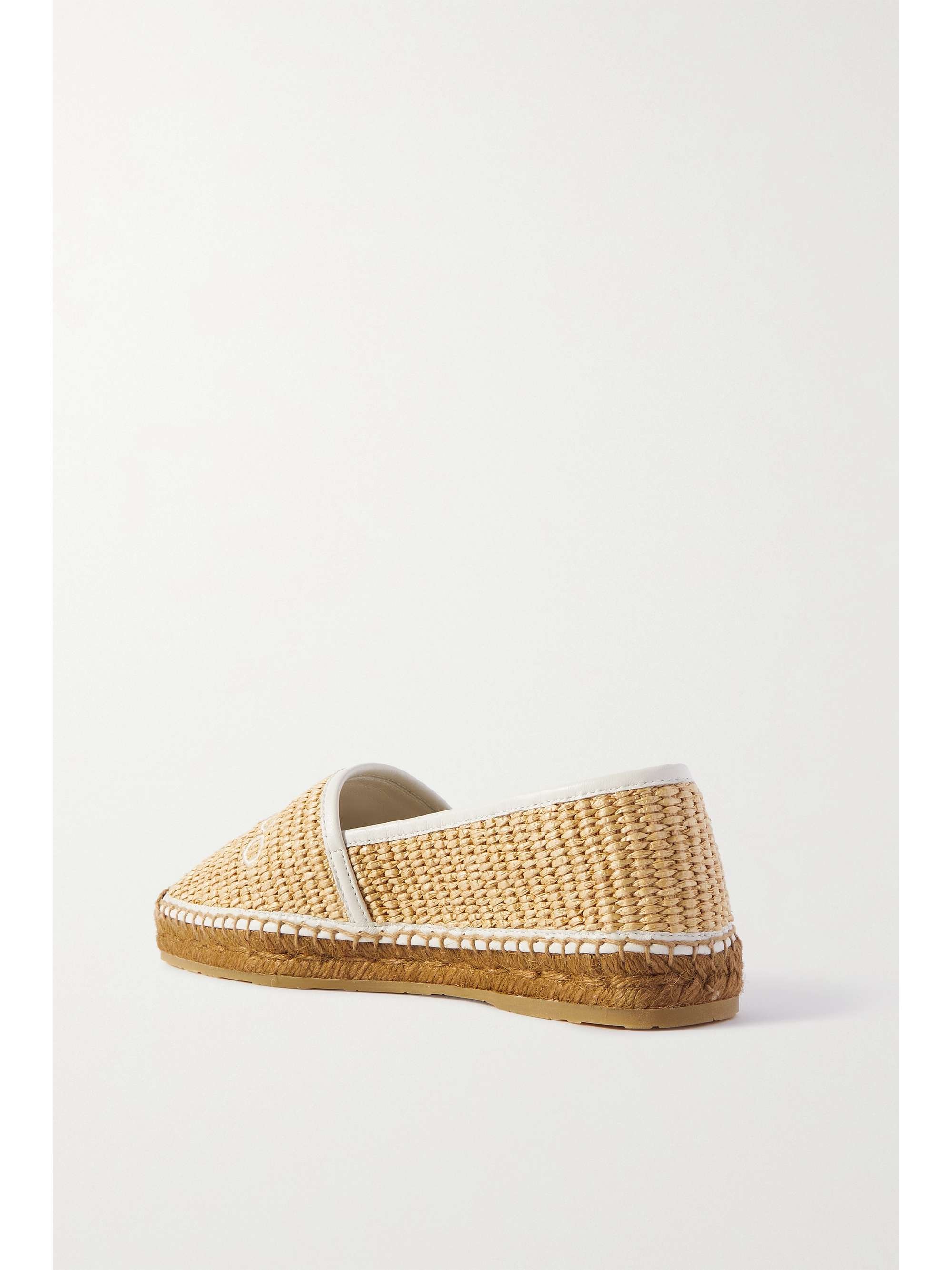 JIMMY CHOO Brie leather-trimmed embroidered raffia espadrilles