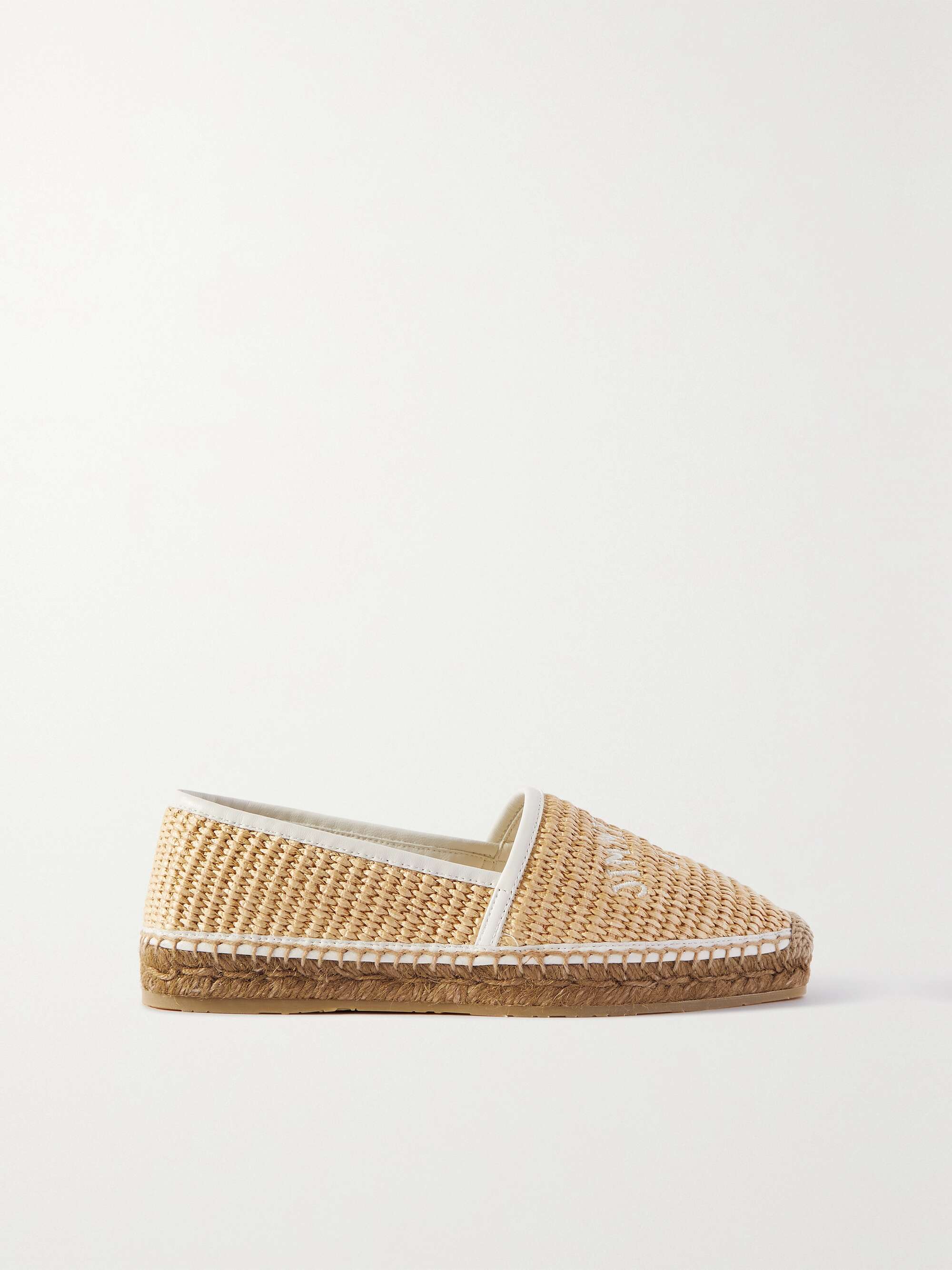 JIMMY CHOO Brie leather-trimmed embroidered raffia espadrilles | NET-A ...