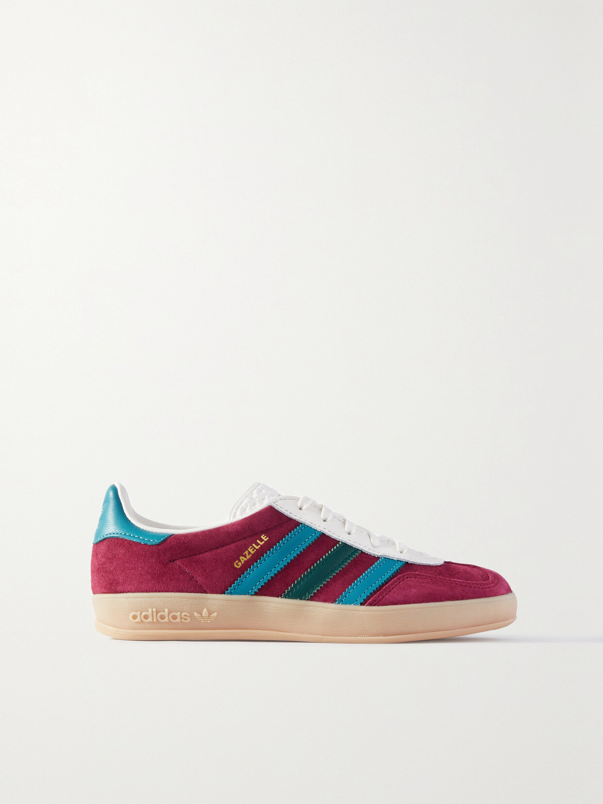 adidas Originals - Gazelle Indoor Leather-trimmed Suede Sneakers - Burgundy