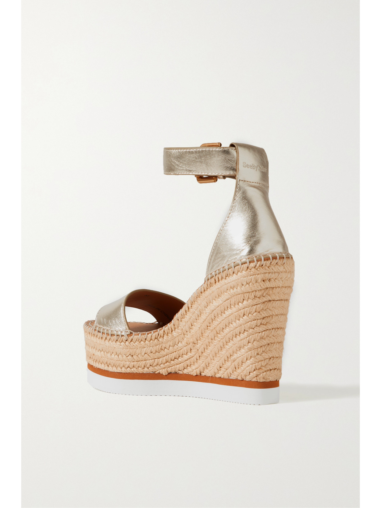 See By Chloé Glyn Metallic Wedge Espadrille Sandals In Gold