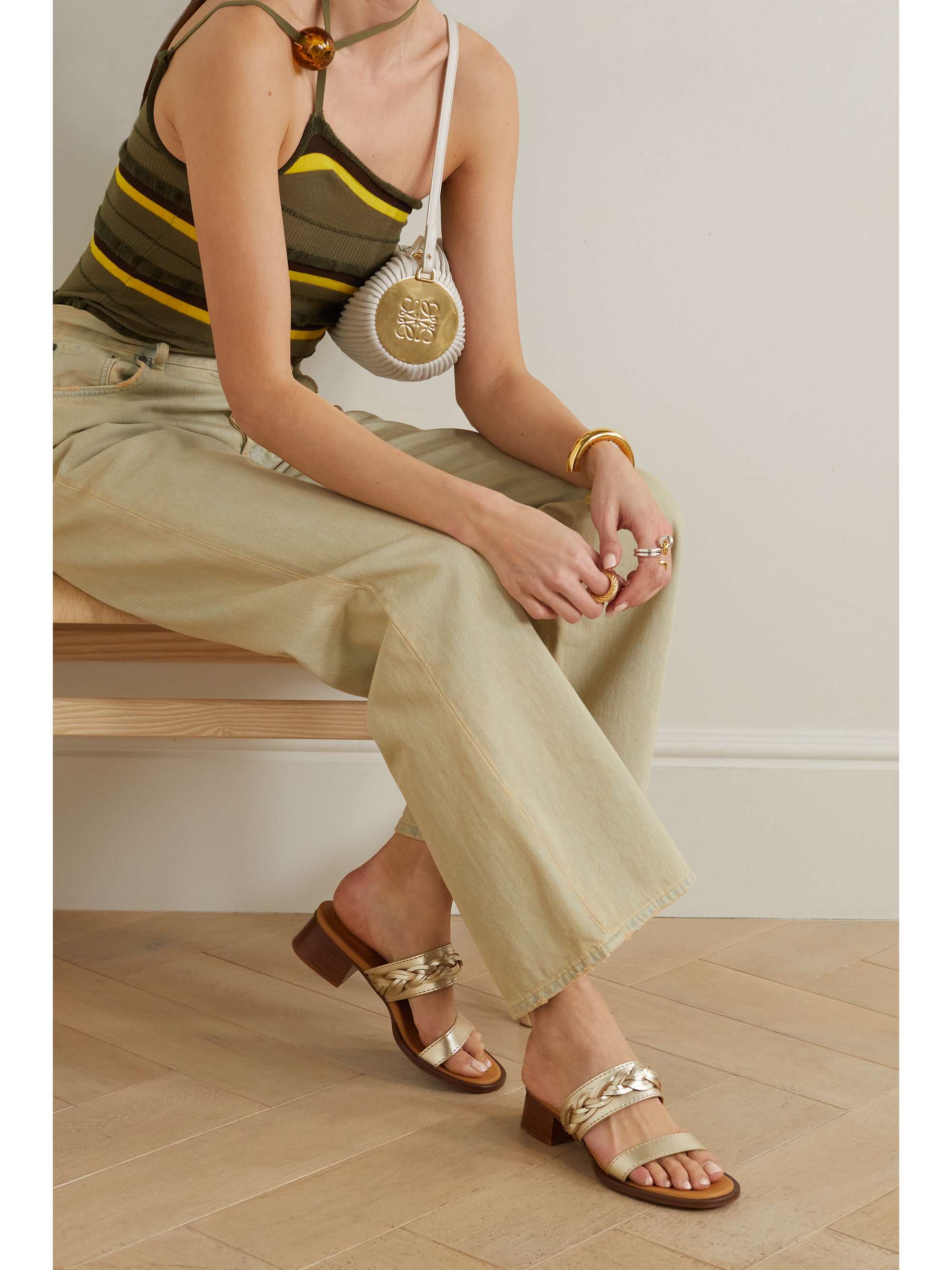 SEE BY CHLOÉ Braided metallic leather mules