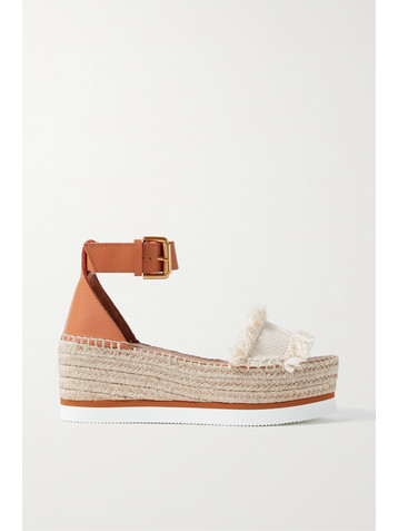 See By Chloé Glyn fringed canvas and leather espadrille platform sandals