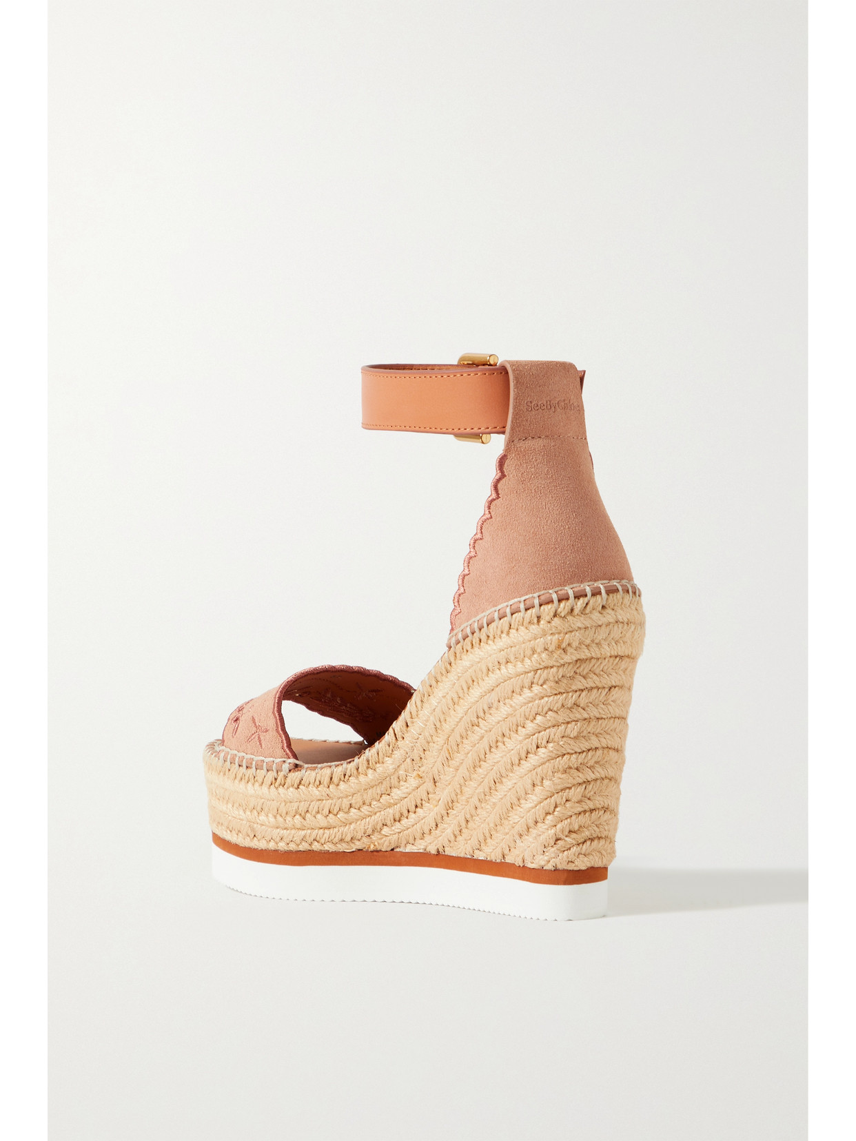 See By Chloé Glyn Suede Wedge Espadrille Sandals In Neutrals