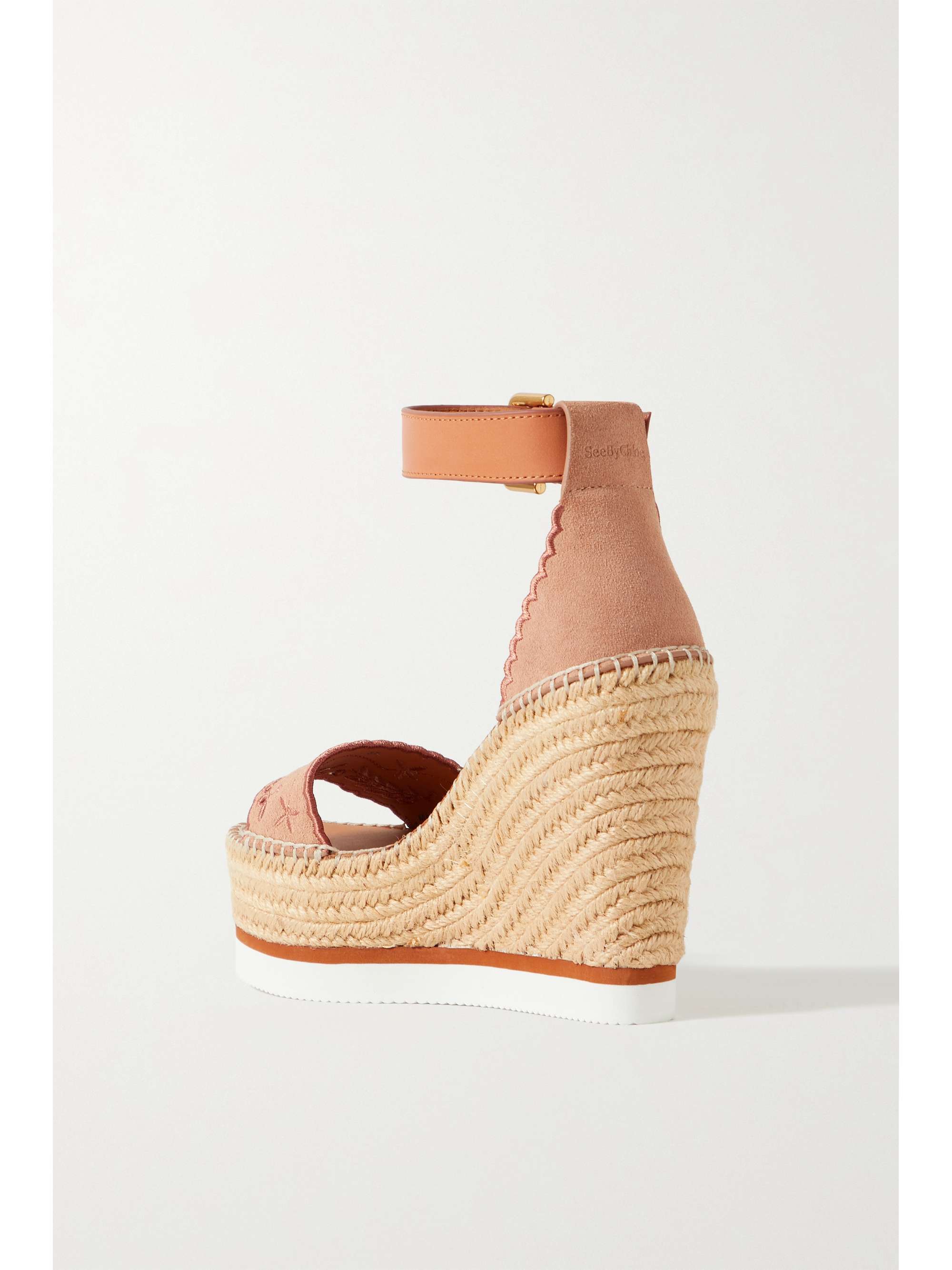 SEE BY CHLOÉ Glyn leather-trimmed embroidered suede espadrille sandals
