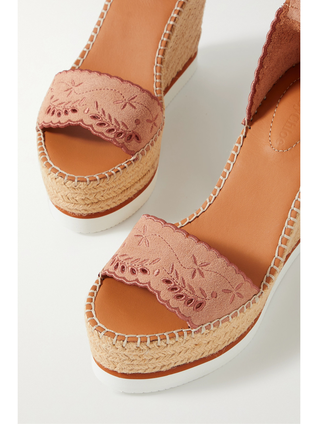 See By Chloé Glyn Suede Wedge Espadrille Sandals In Neutrals