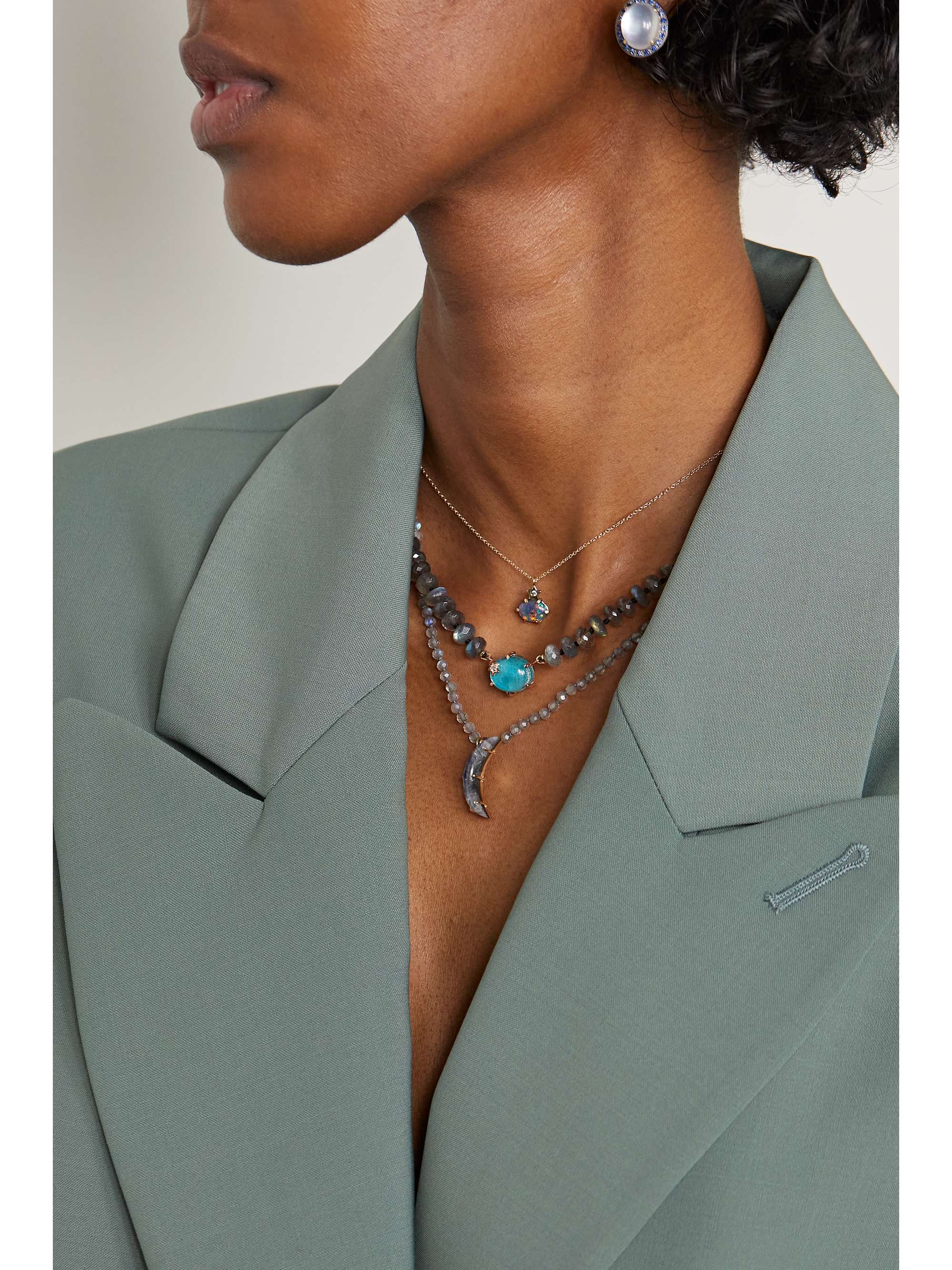 ANDREA FOHRMAN 14-karat gold multi-stone necklace