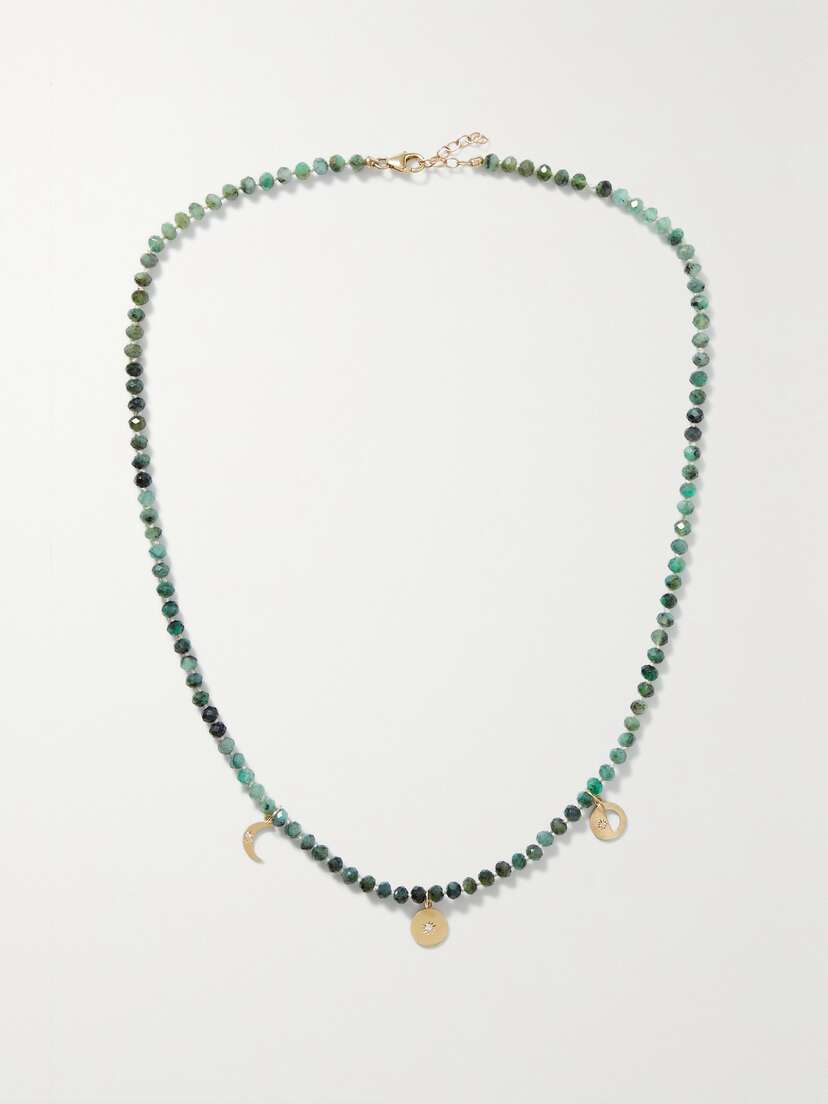 Andrea Fohrman 14-karat Gold, Emerald And Diamond Necklace