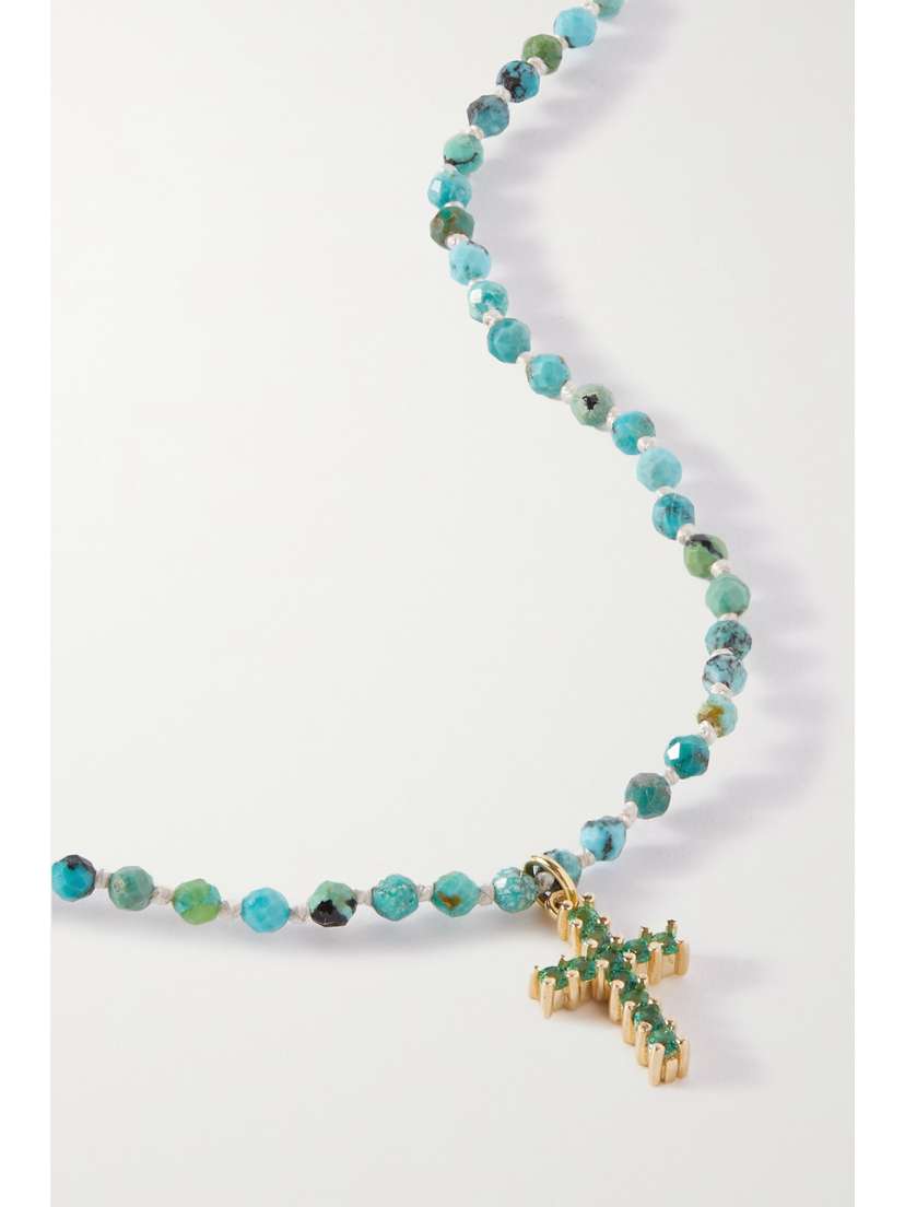 Andrea Fohrman 14-karat , Turquoise And Emerald Necklace - One size