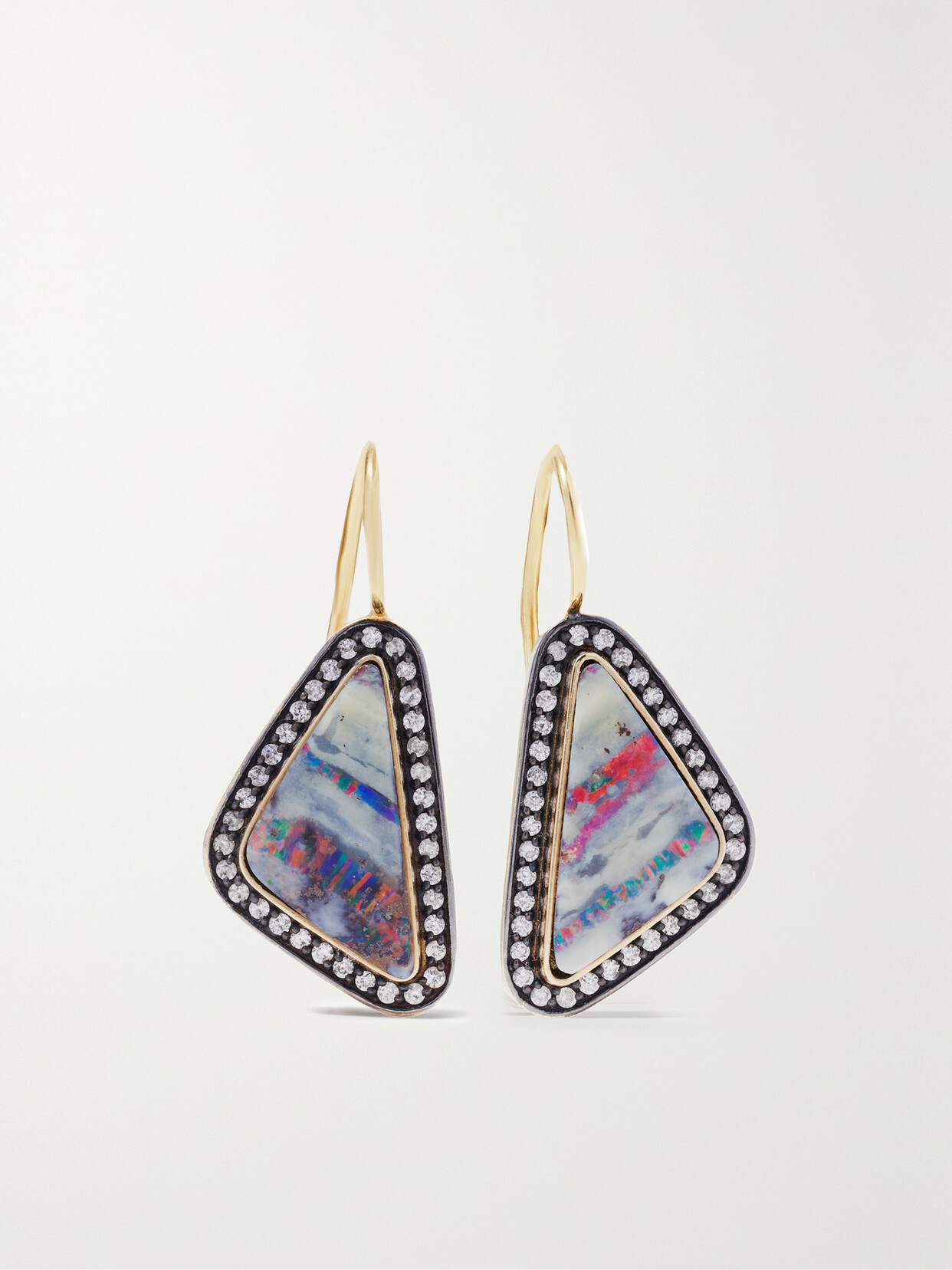 Andrea Fohrman - 18-karat Gold, Opal And Diamond Earrings - Blue