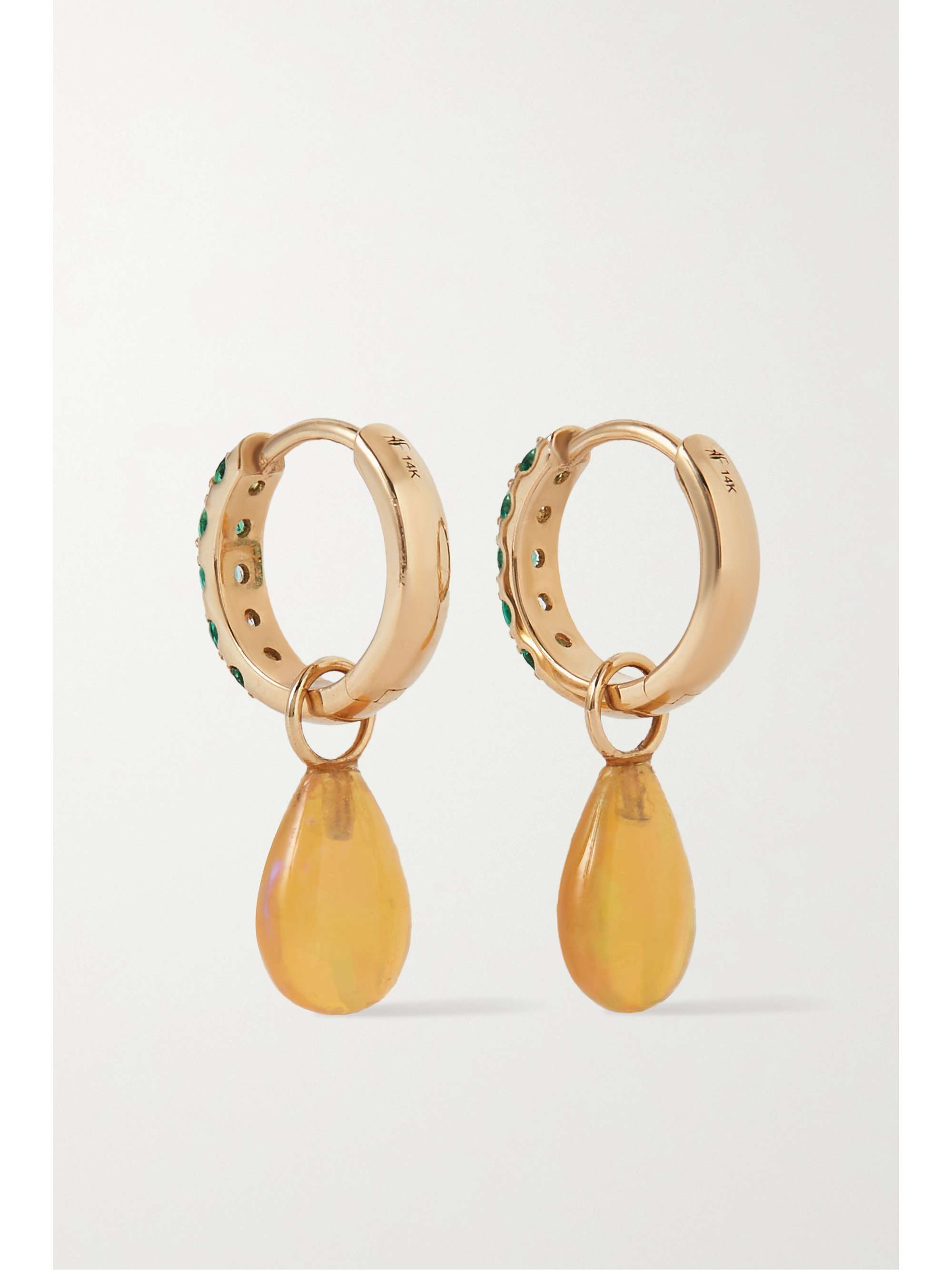 ANDREA FOHRMAN 14-karat gold, opal and emerald hoop earrings