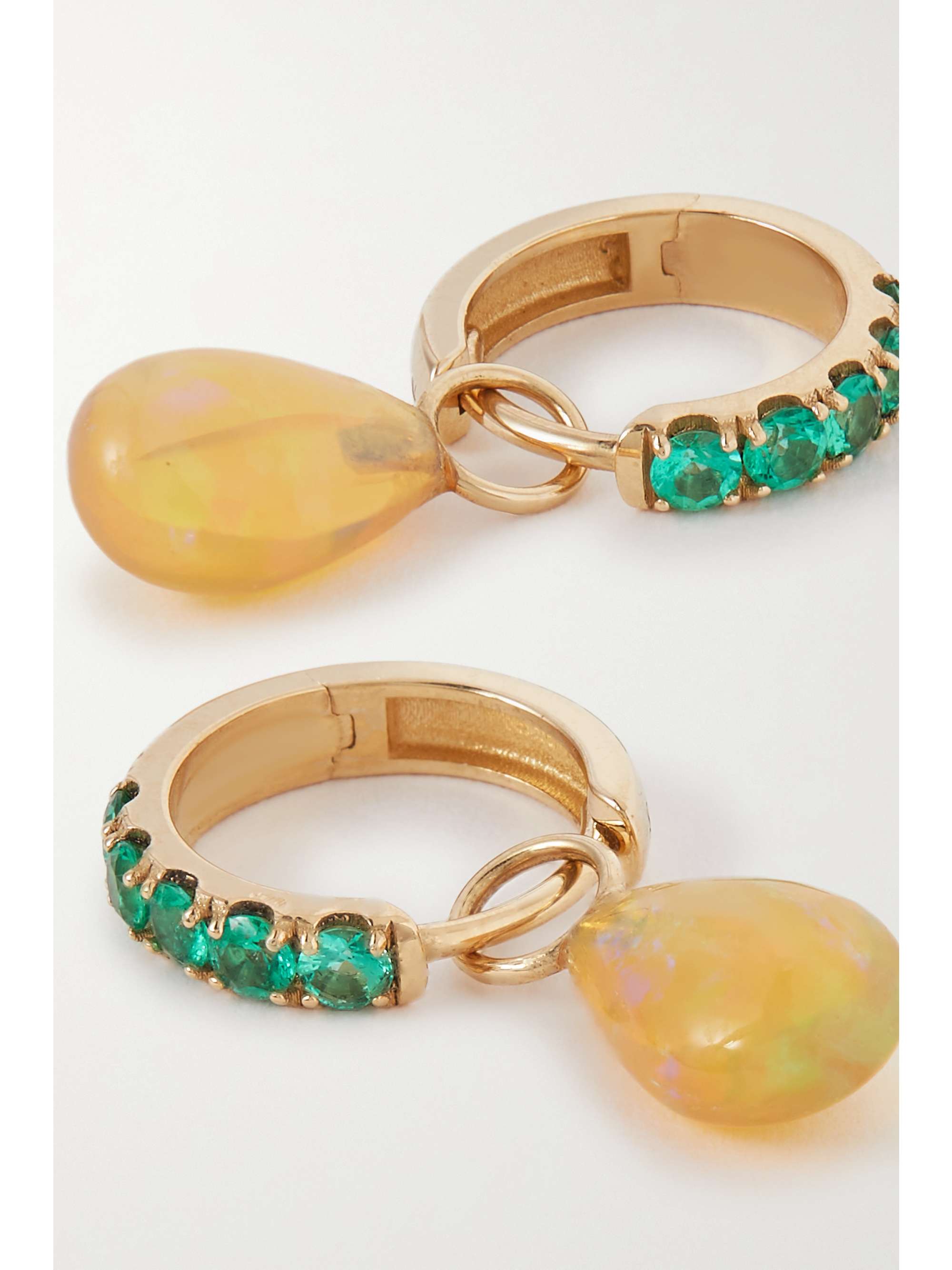 Gold opal on sale hoop earrings
