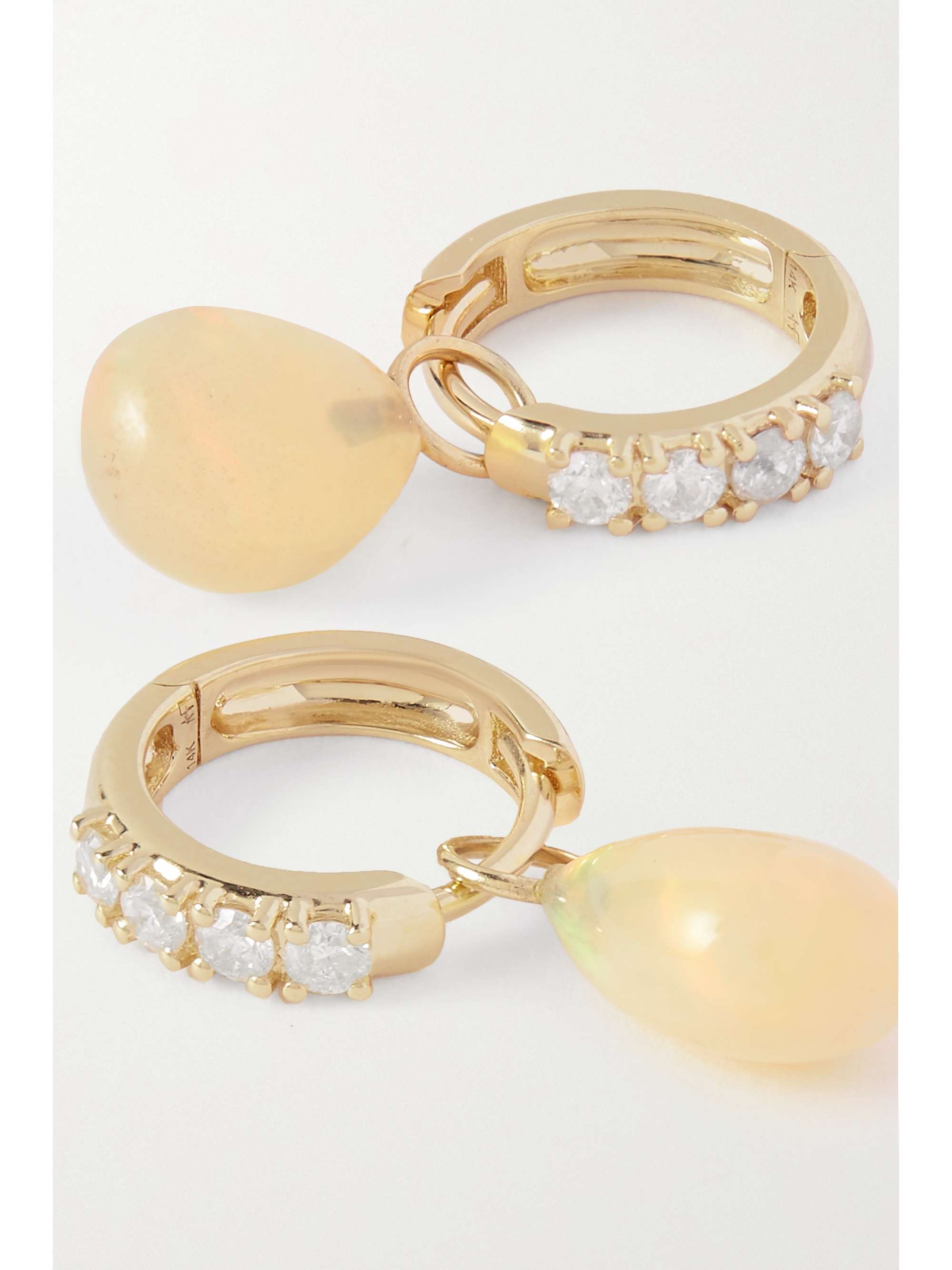 ANDREA FOHRMAN 14-karat gold, opal and diamond hoop earrings