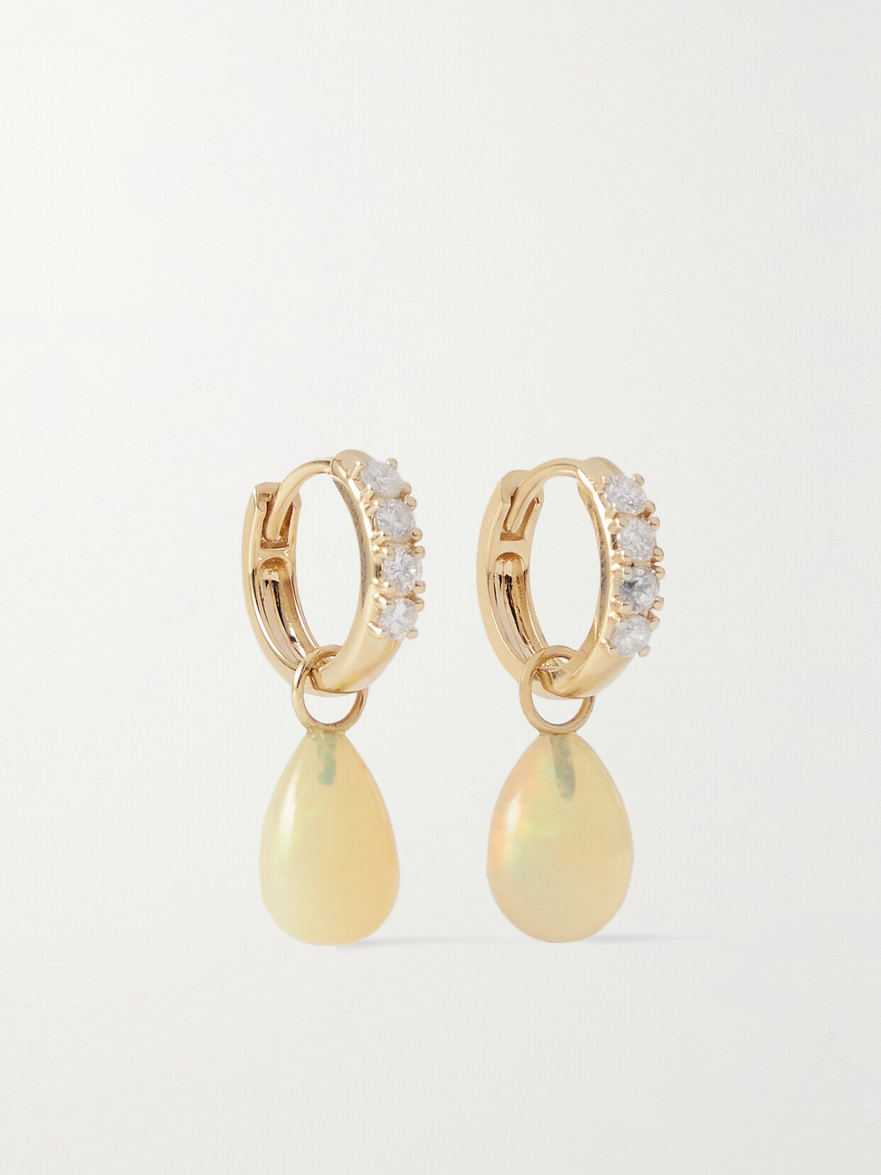 Andrea Fohrman - 14-karat Gold, Opal And Diamond Hoop Earrings - One size