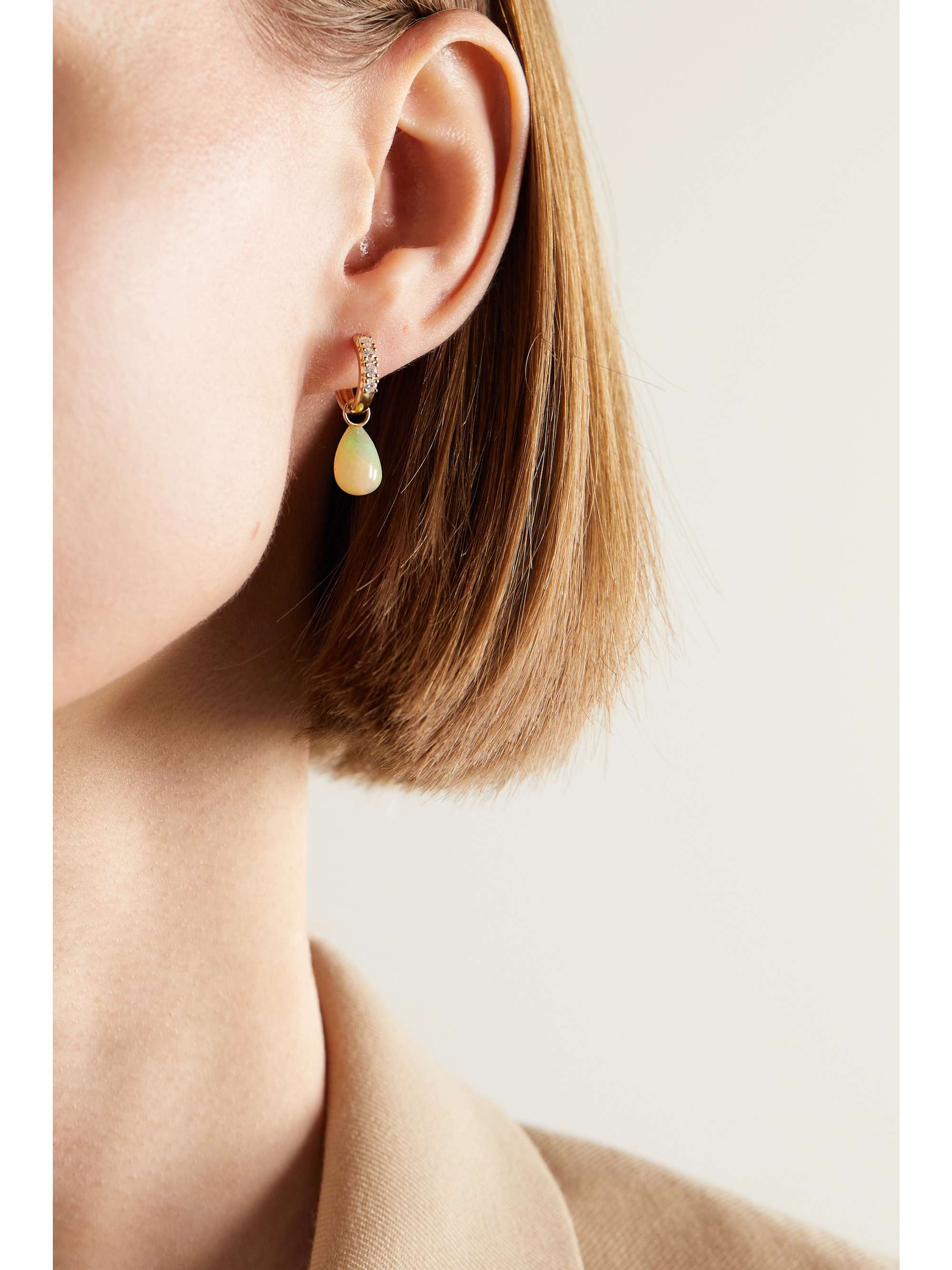 ANDREA FOHRMAN 14-karat gold, opal and diamond hoop earrings