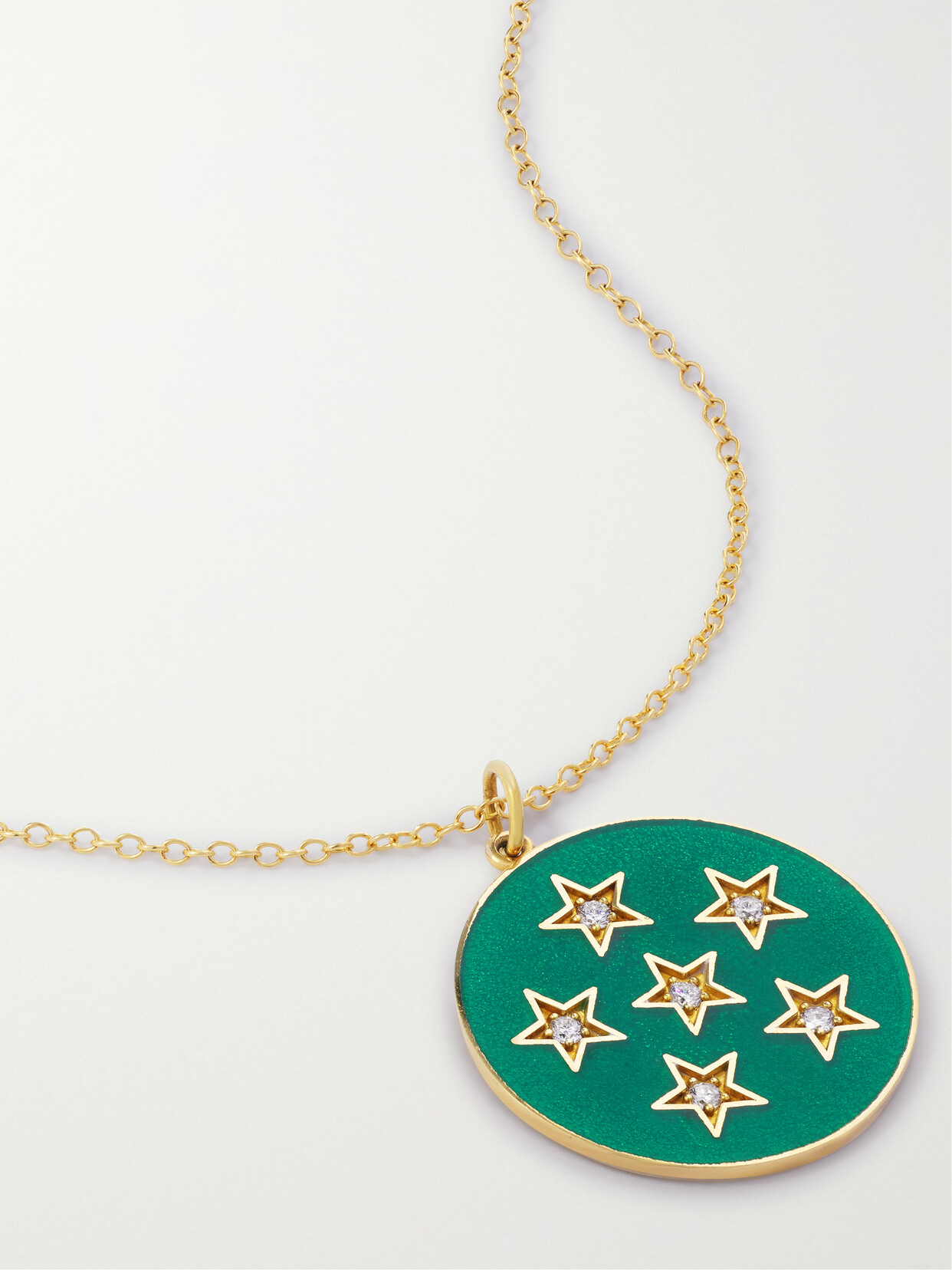 Andrea Fohrman Full Moon 18-karat Gold, Enamel And Diamond Necklace